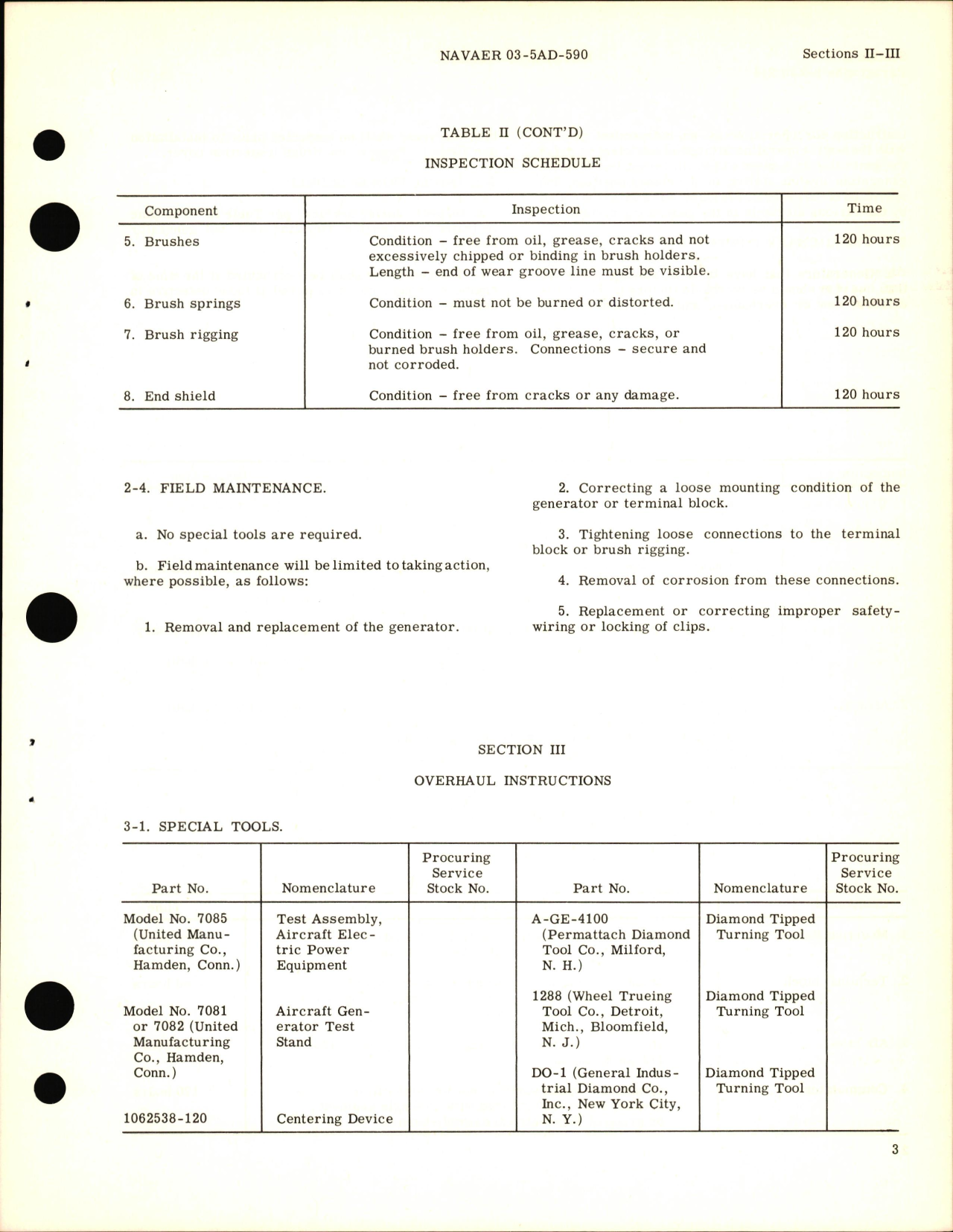 Sample page 7 from AirCorps Library document: Overhaul and Service Instructions for Aircraft DC Generator Model Nos. 2CM70C5 & 2CM70D2