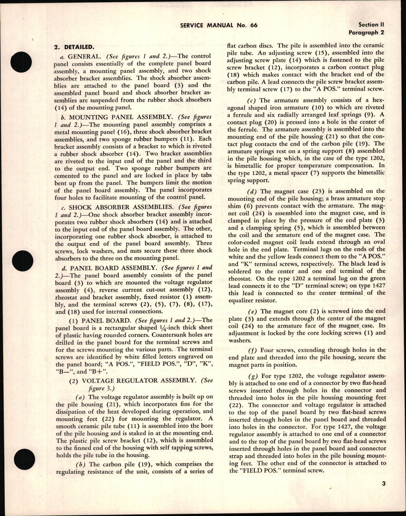 Sample page 7 from AirCorps Library document: Installation, Operation and Overhaul Instructions with Parts Catalog for Generator Control Panel Types 1202 and 1427