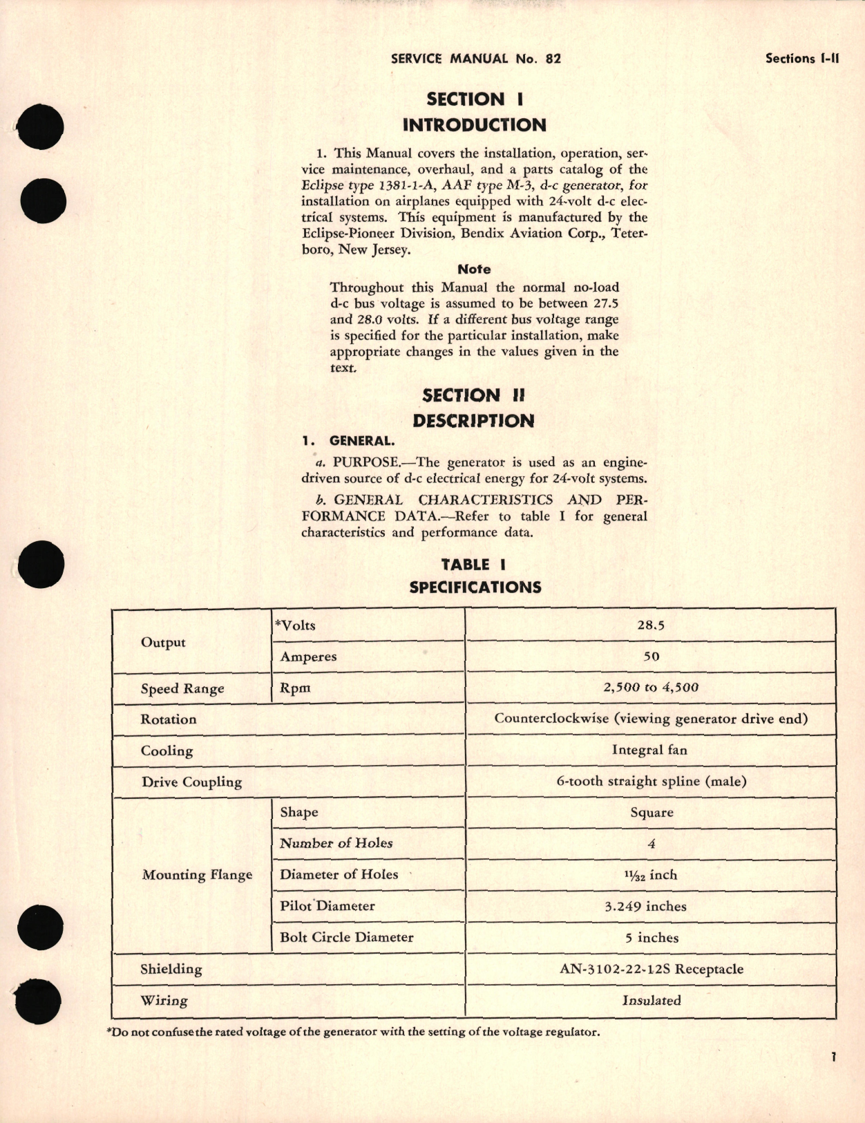 Sample page 5 from AirCorps Library document: Installation, Operation, and Overhaul Instructions with Parts Catalog for Engine-Driven Single-Voltage D-C Generator Type 1381 