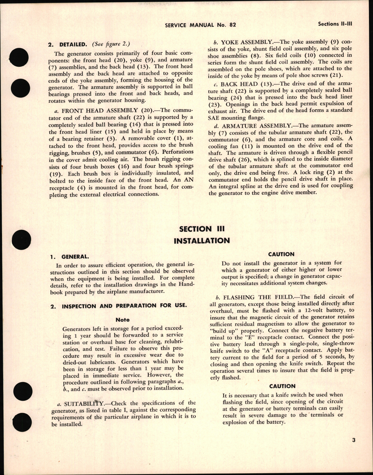 Sample page 7 from AirCorps Library document: Installation, Operation, and Overhaul Instructions with Parts Catalog for Engine-Driven Single-Voltage D-C Generator Type 1381 