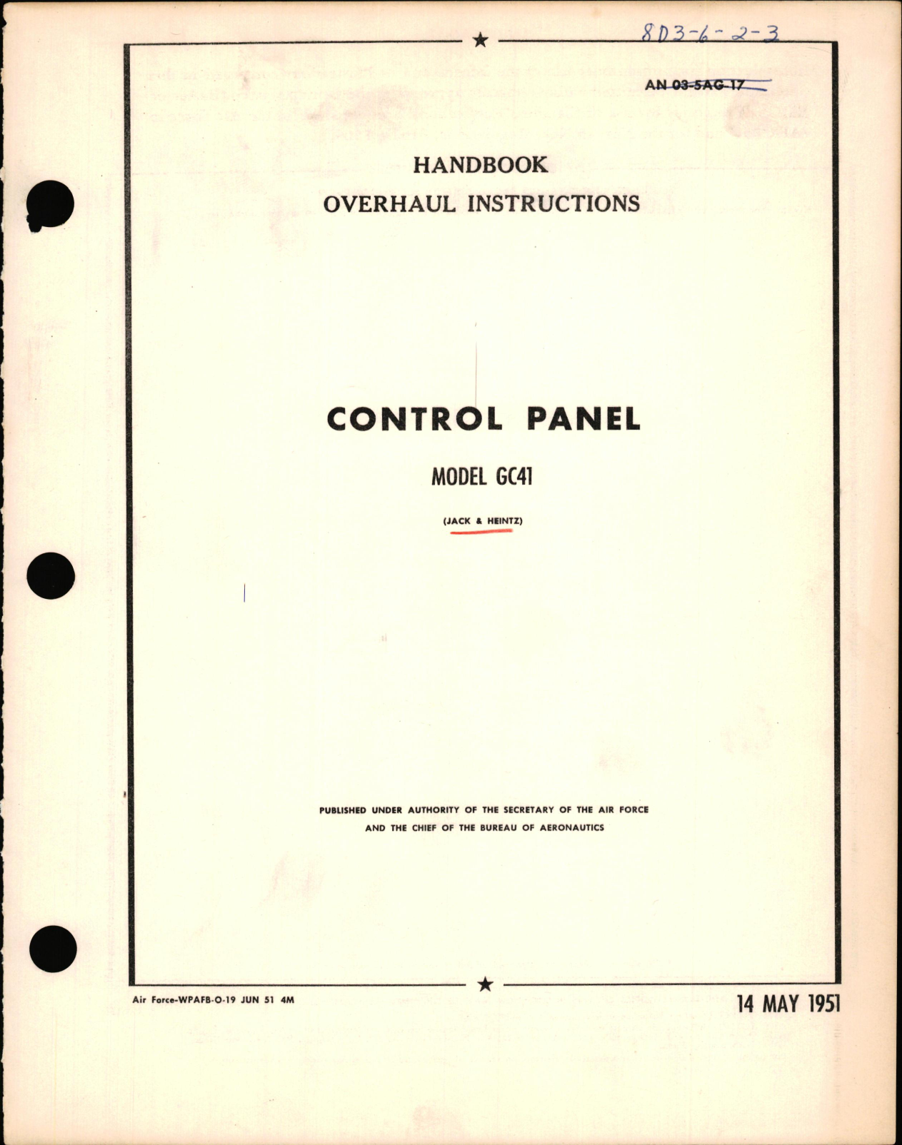 Sample page 1 from AirCorps Library document: Overhaul Instructions for Control Panel Model GC41