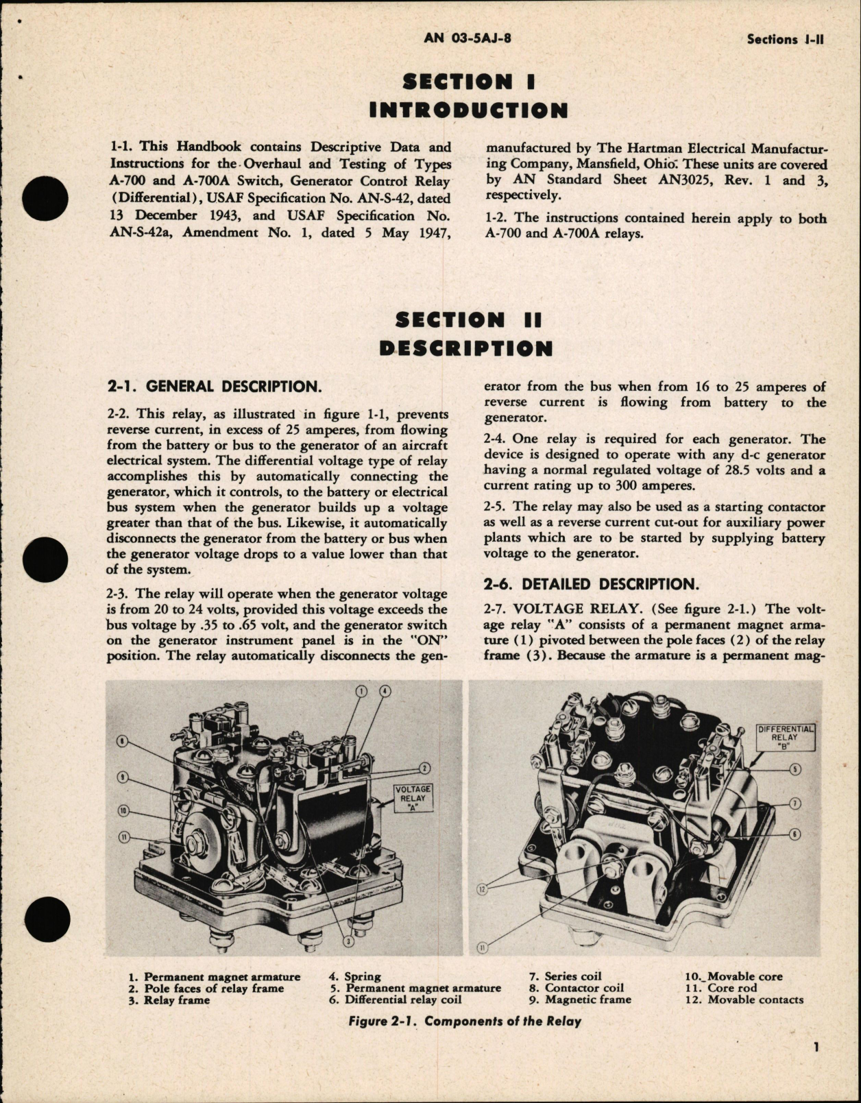 Sample page 5 from AirCorps Library document: Overhaul Instructions for Types A-700 & A-700A Generator Control Relay Switch