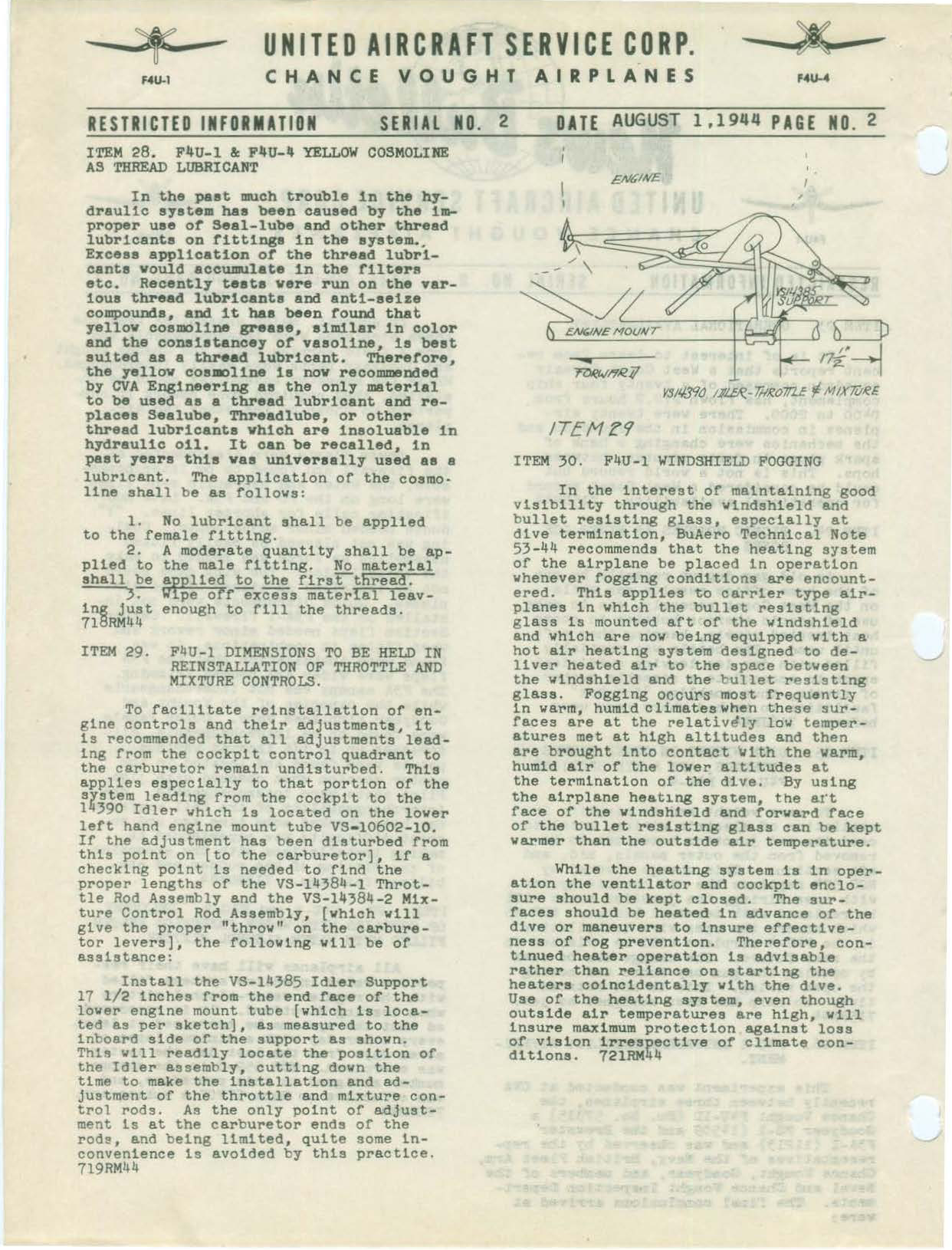 Sample page 2 from AirCorps Library document: Operational Availability for F4U News Bulletin