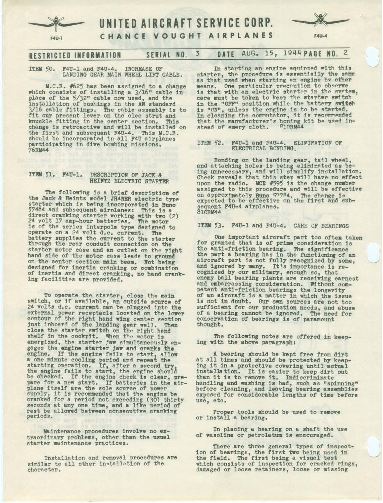 Sample page 2 from AirCorps Library document: F4U-4 Installation of Exhaust Collector News Bulletin