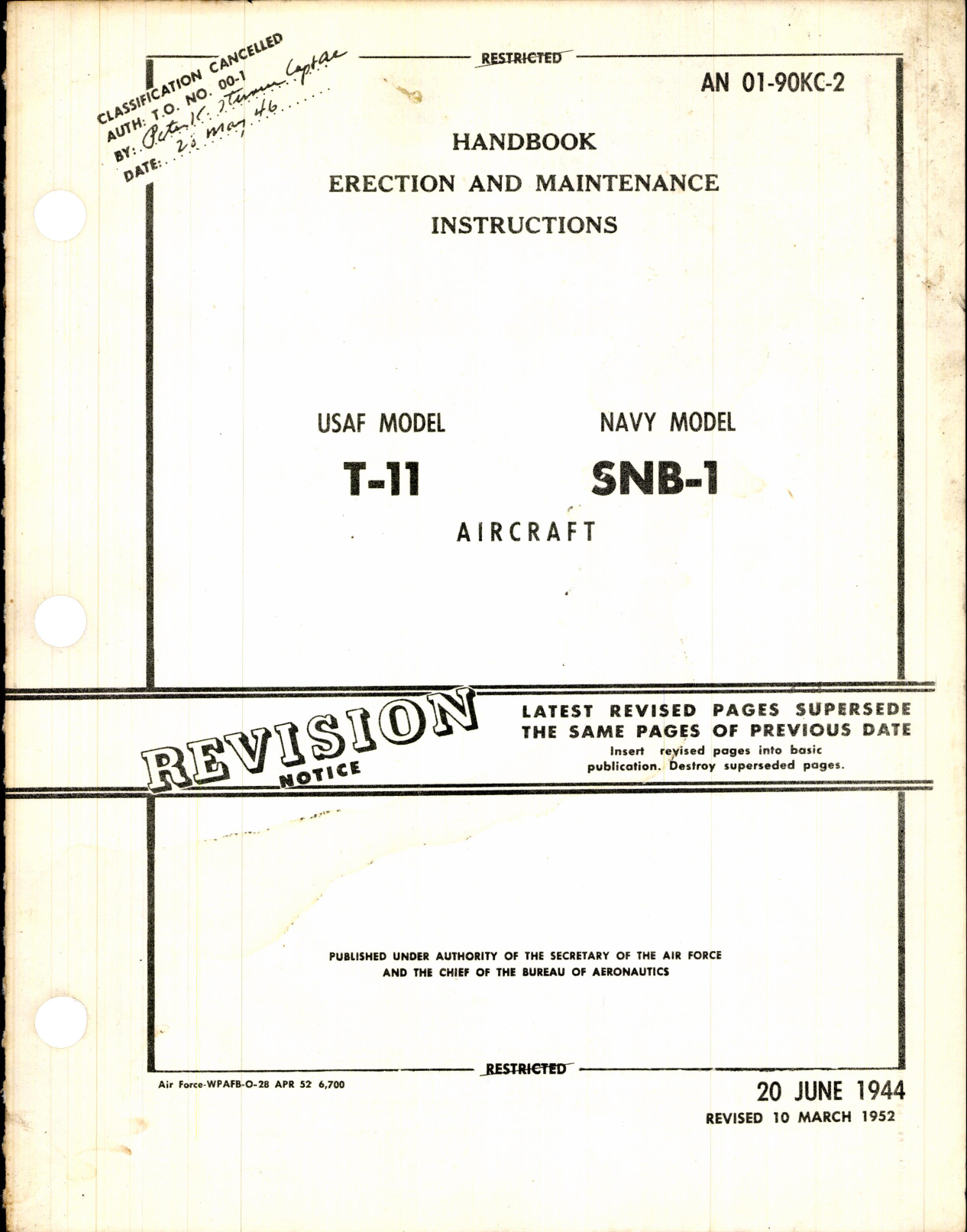 Sample page 1 from AirCorps Library document: Erection and Maintenance Instructions for T-11
