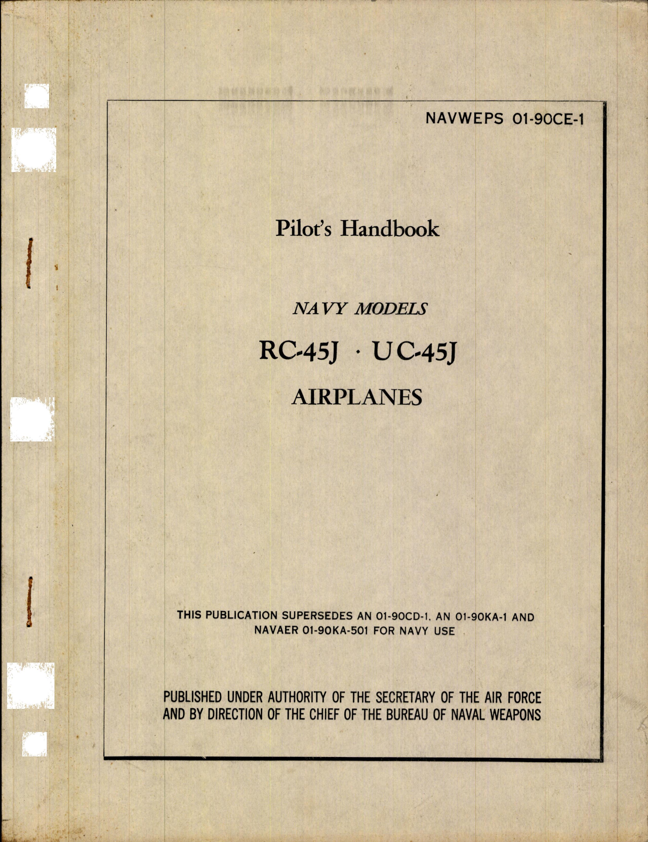 Sample page 1 from AirCorps Library document: Pilot's Handbook for RC-45J and UC-45J