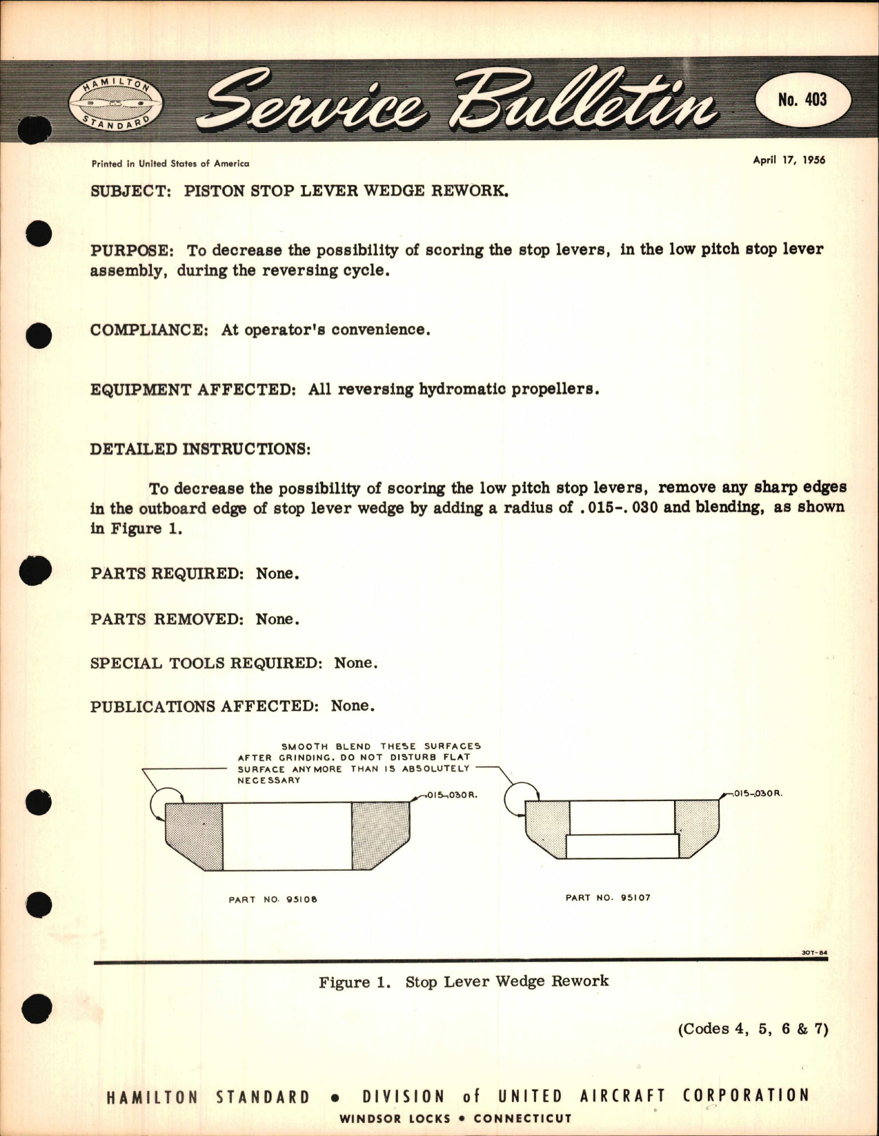 Sample page 1 from AirCorps Library document: Piston Stop Lever Wedge Rework