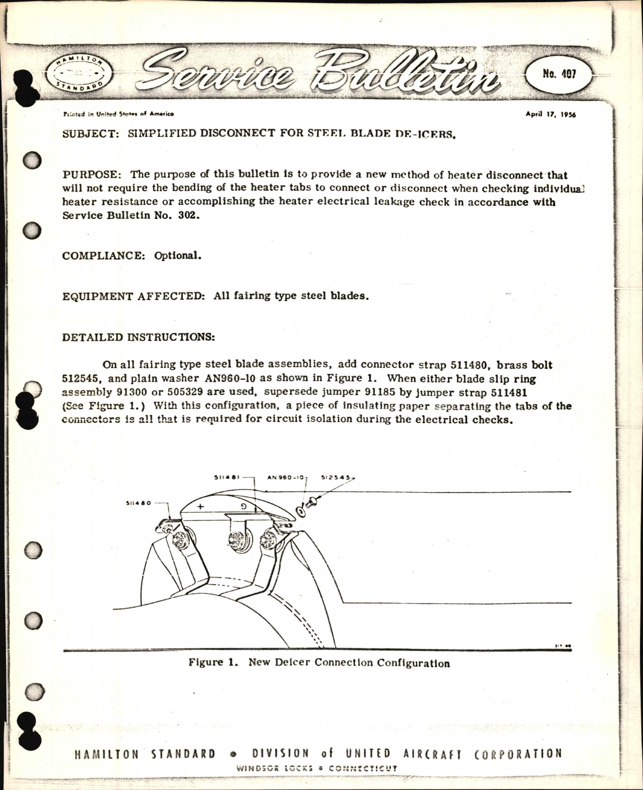 Sample page 1 from AirCorps Library document: Simplified Disconnect for Steel Blade De-Icers
