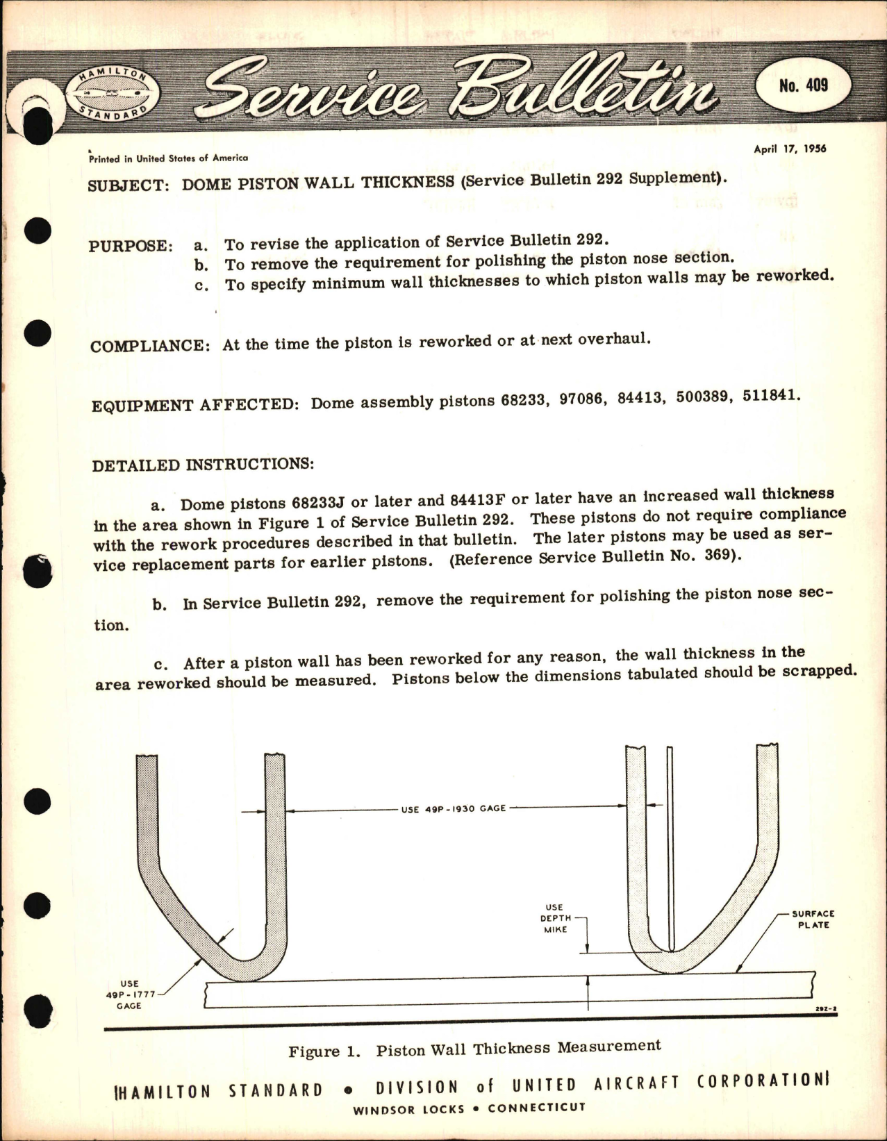 Sample page 1 from AirCorps Library document: Dome Piston Wall Thickness 