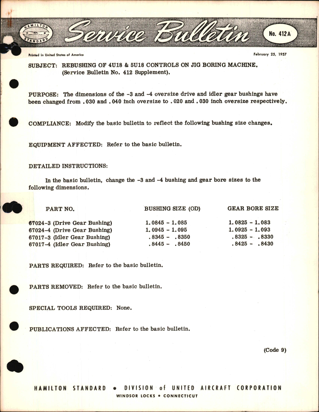 Sample page 1 from AirCorps Library document: Rebushing of 4U18 & 5U18 Controls on Jig Boring Machine