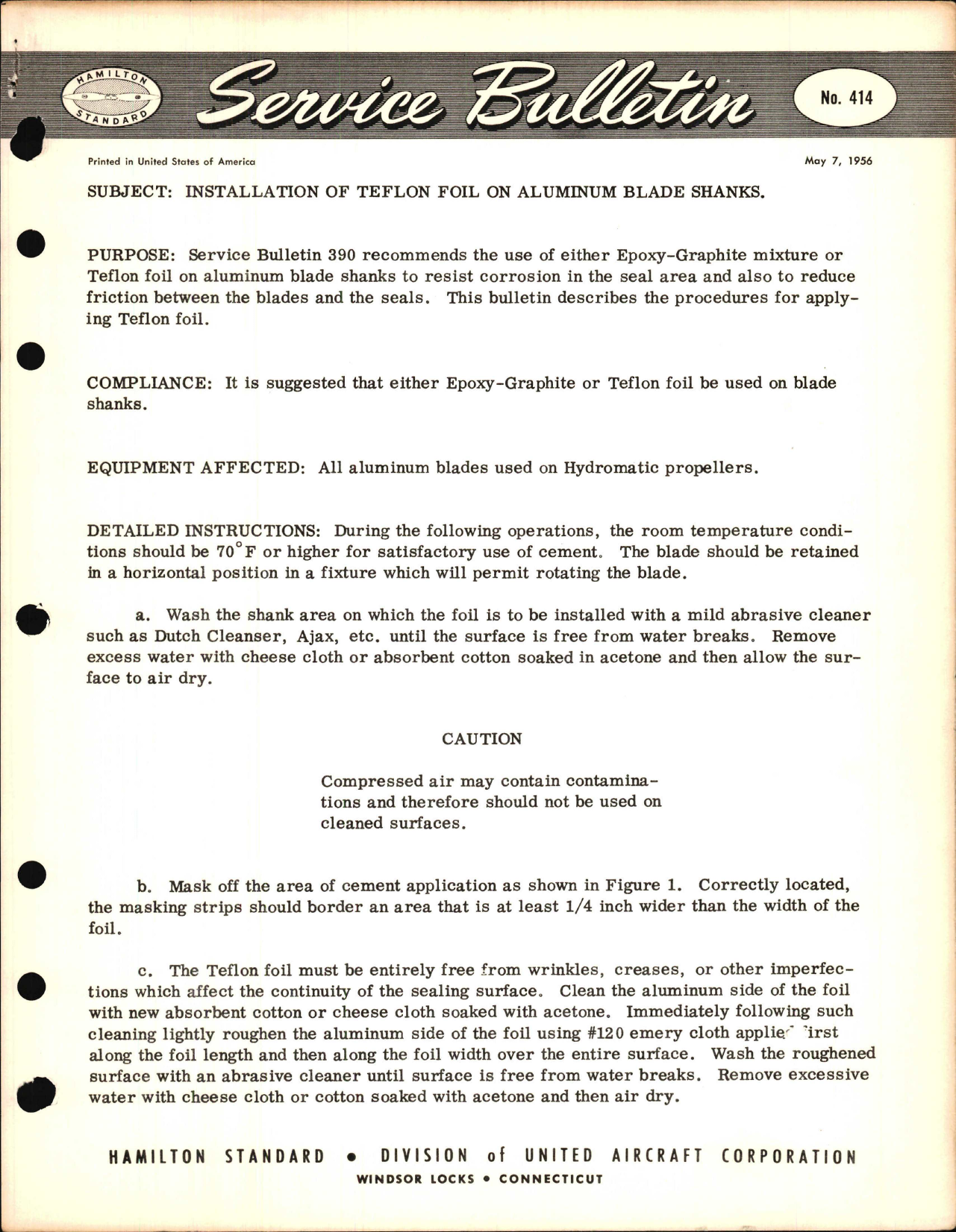 Sample page 1 from AirCorps Library document: Installation of Teflon Foil on Aluminum Blade Shanks