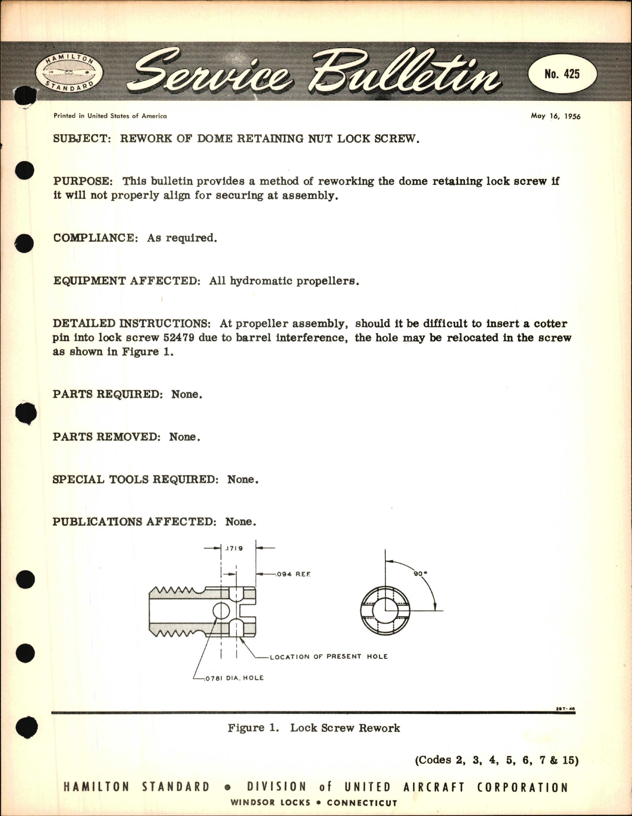 Sample page 1 from AirCorps Library document: Rework of Dome Retaining Nut Lock Screw