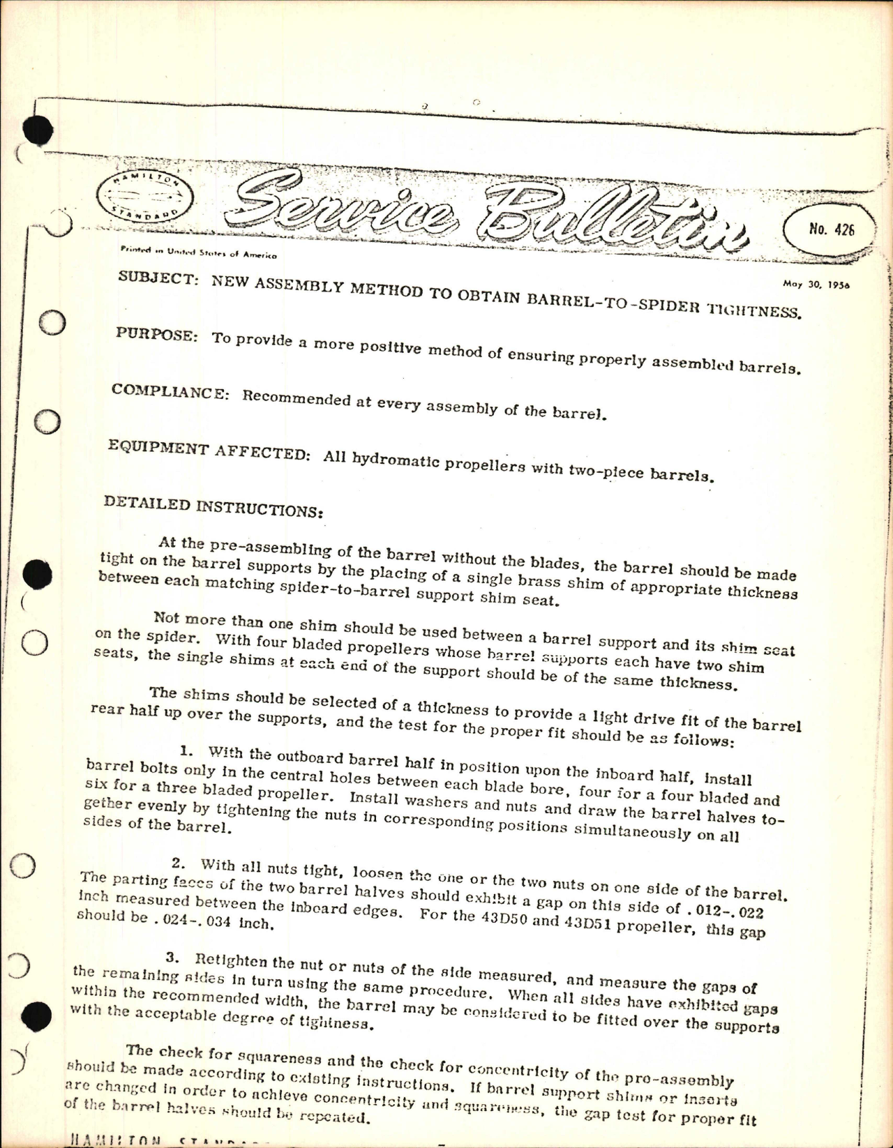 Sample page 1 from AirCorps Library document: New Assembly Method to Obtain Barrel to Spider Tightness