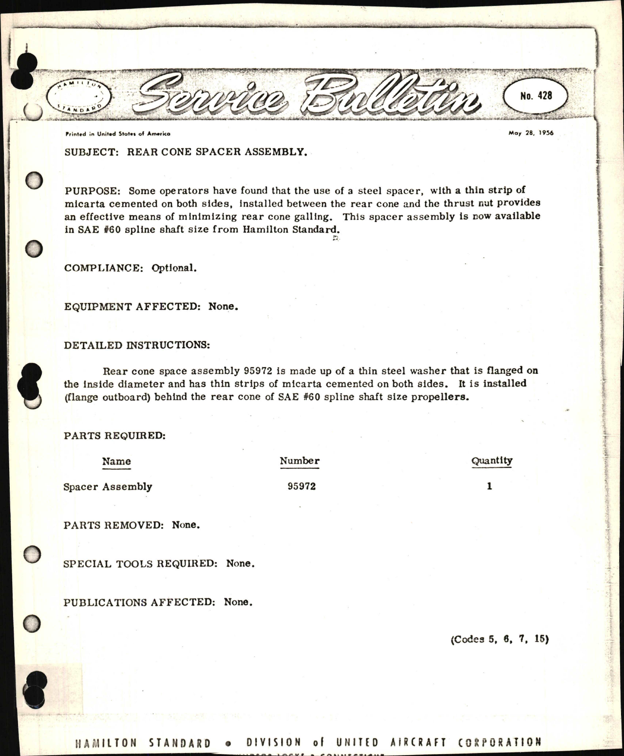 Sample page 1 from AirCorps Library document: Rear Cone Spacer Assembly