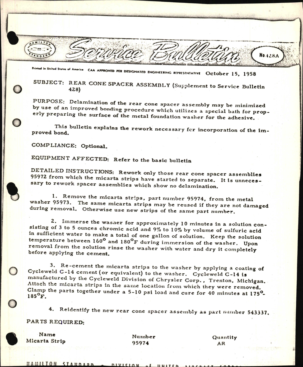 Sample page 1 from AirCorps Library document: Rear Cone Spacer Assembly