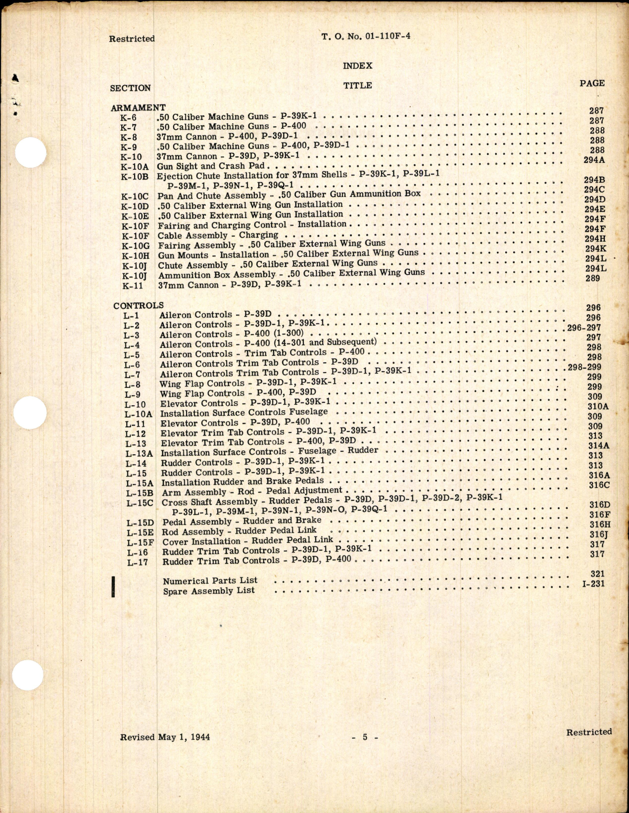 Sample page 7 from AirCorps Library document: Parts Catalog for the P-39