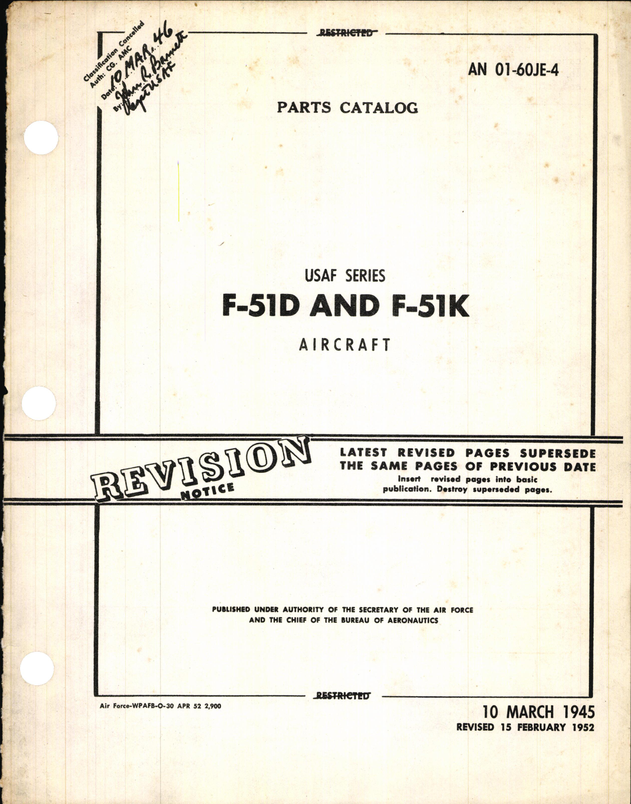 Sample page 1 from AirCorps Library document: Parts Catalog for F-51D and F-51K