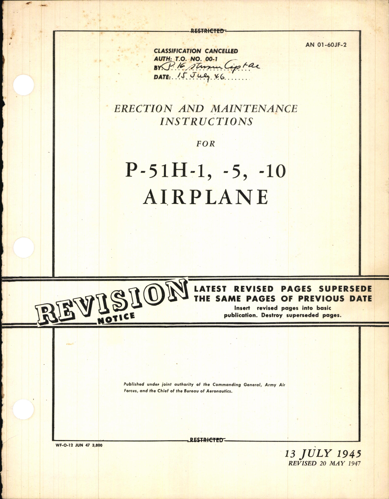 Sample page 1 from AirCorps Library document: Erection and Maintenance Instructions for P-51H-1, -5, and -10
