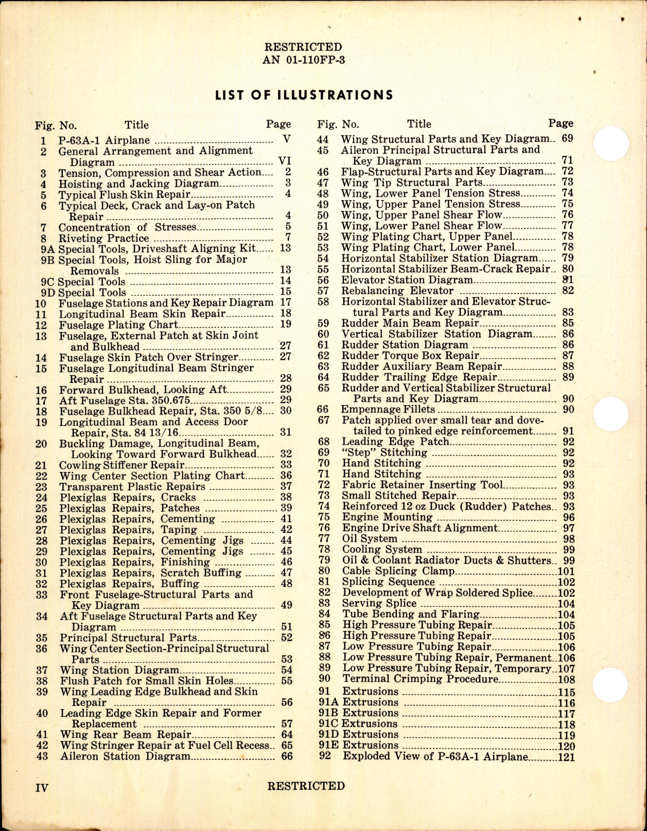 Sample page 6 from AirCorps Library document: Structural Repair Instructions for P-63A-1 Airplanes