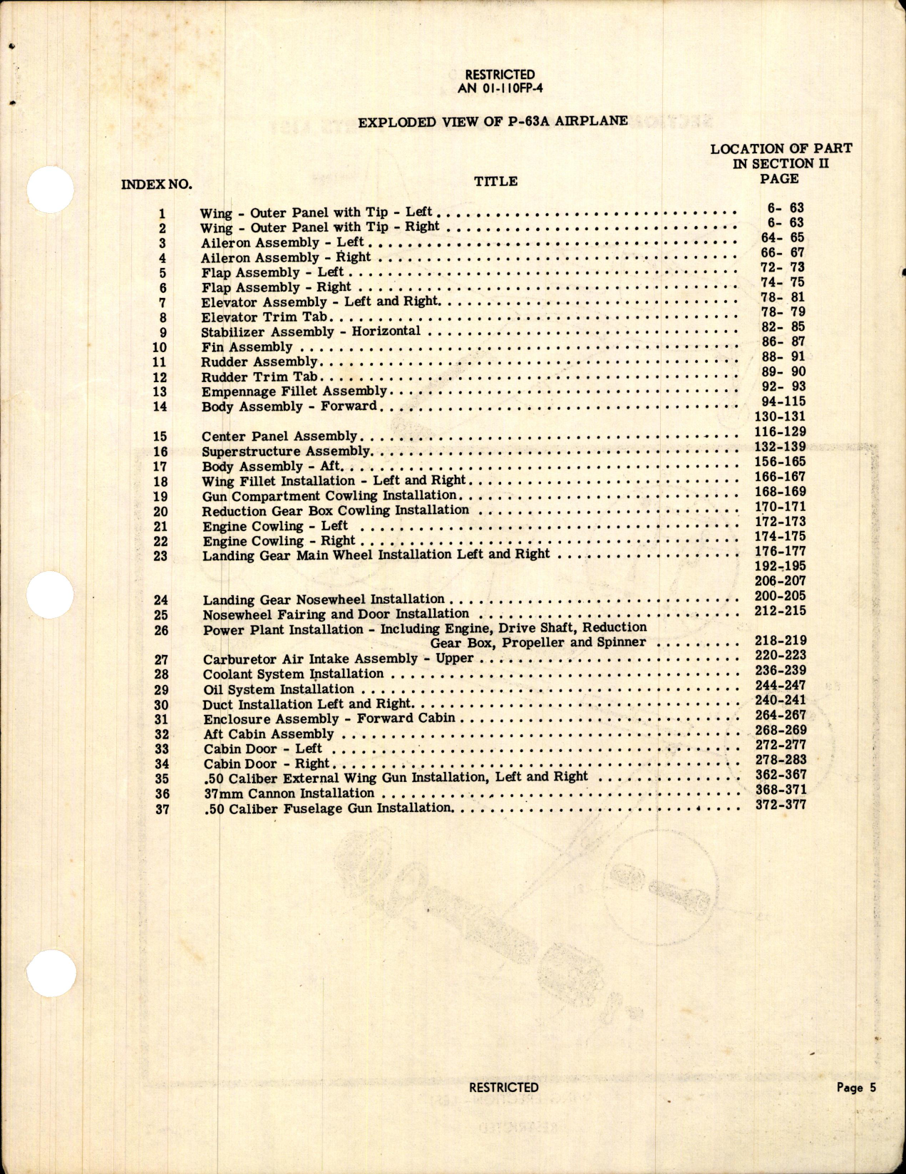 Sample page 7 from AirCorps Library document: Parts Catalog for the P-63A-1 