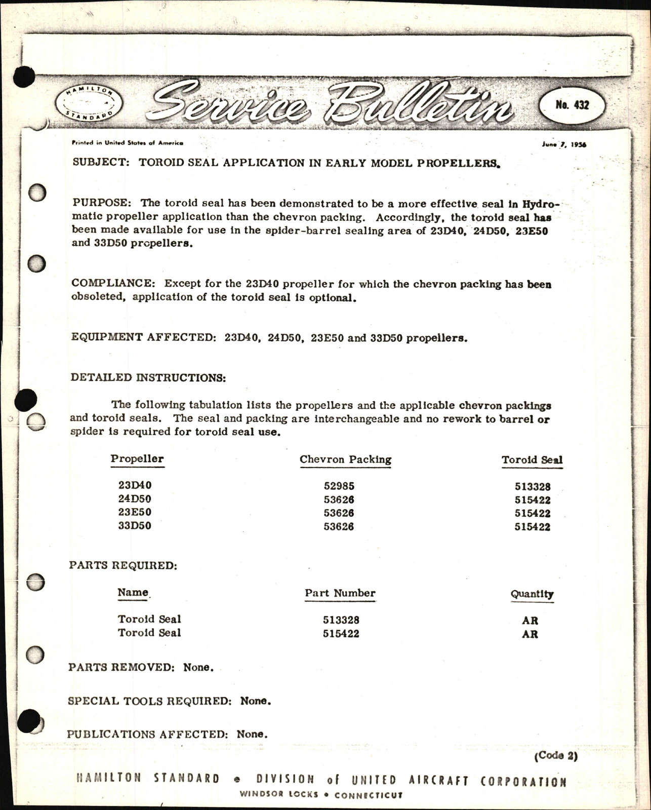 Sample page 1 from AirCorps Library document: Toroid Seal Application in Early Model Propellers