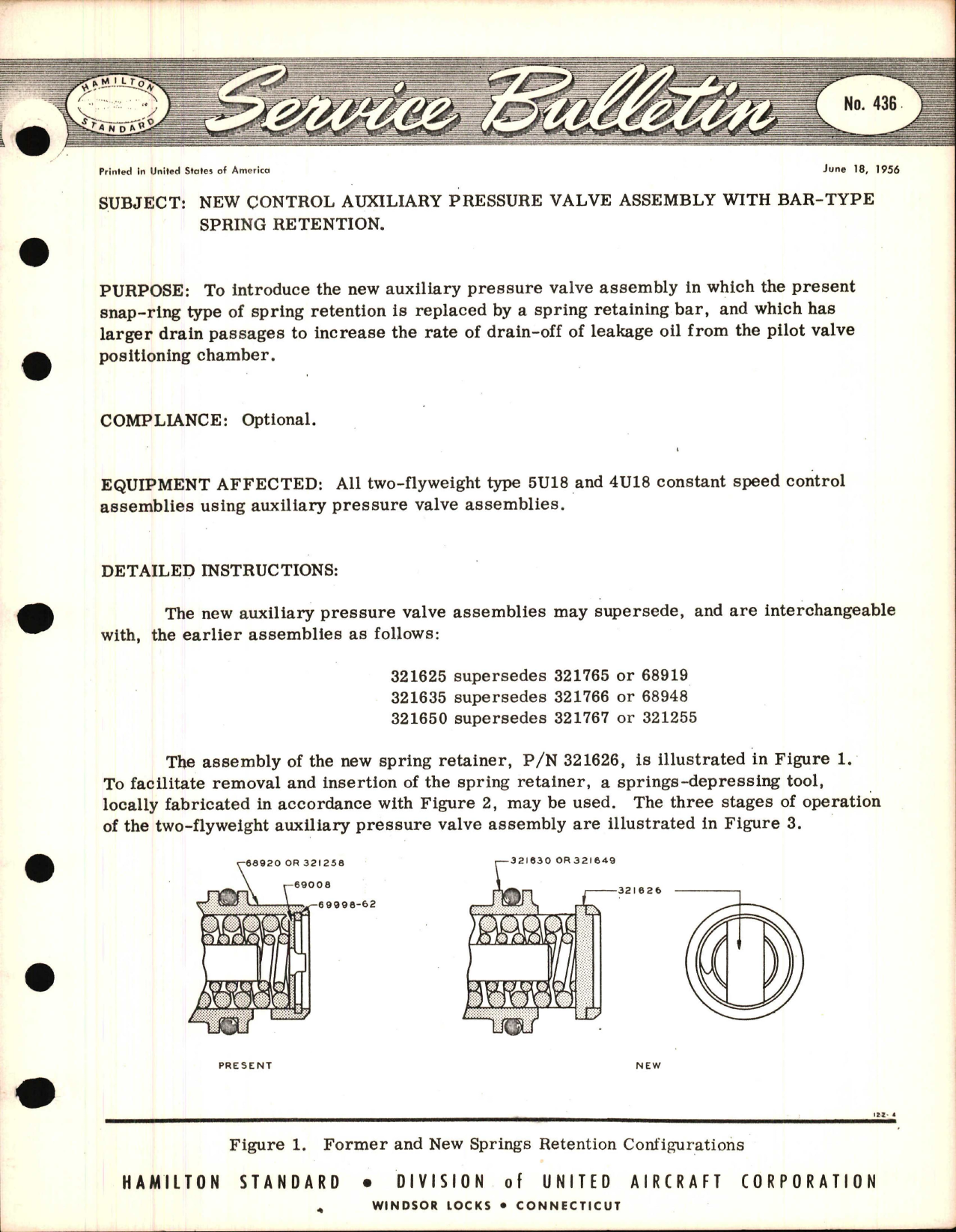 Sample page 1 from AirCorps Library document: New Control Auxiliary Pressure Valve Assembly with Bar Type Spring Retention