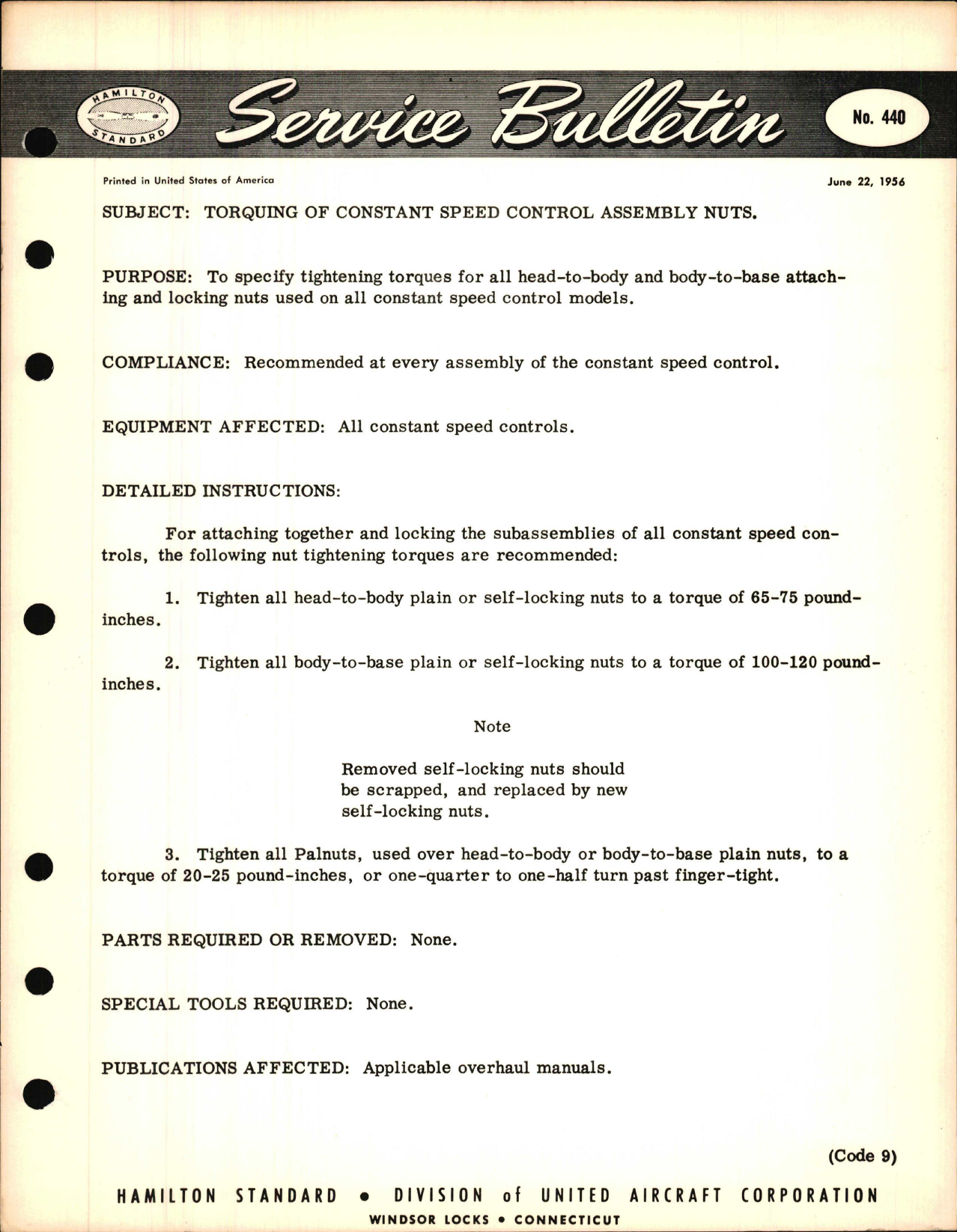 Sample page 1 from AirCorps Library document: Torquing of Constant Speed Control Assembly Nuts