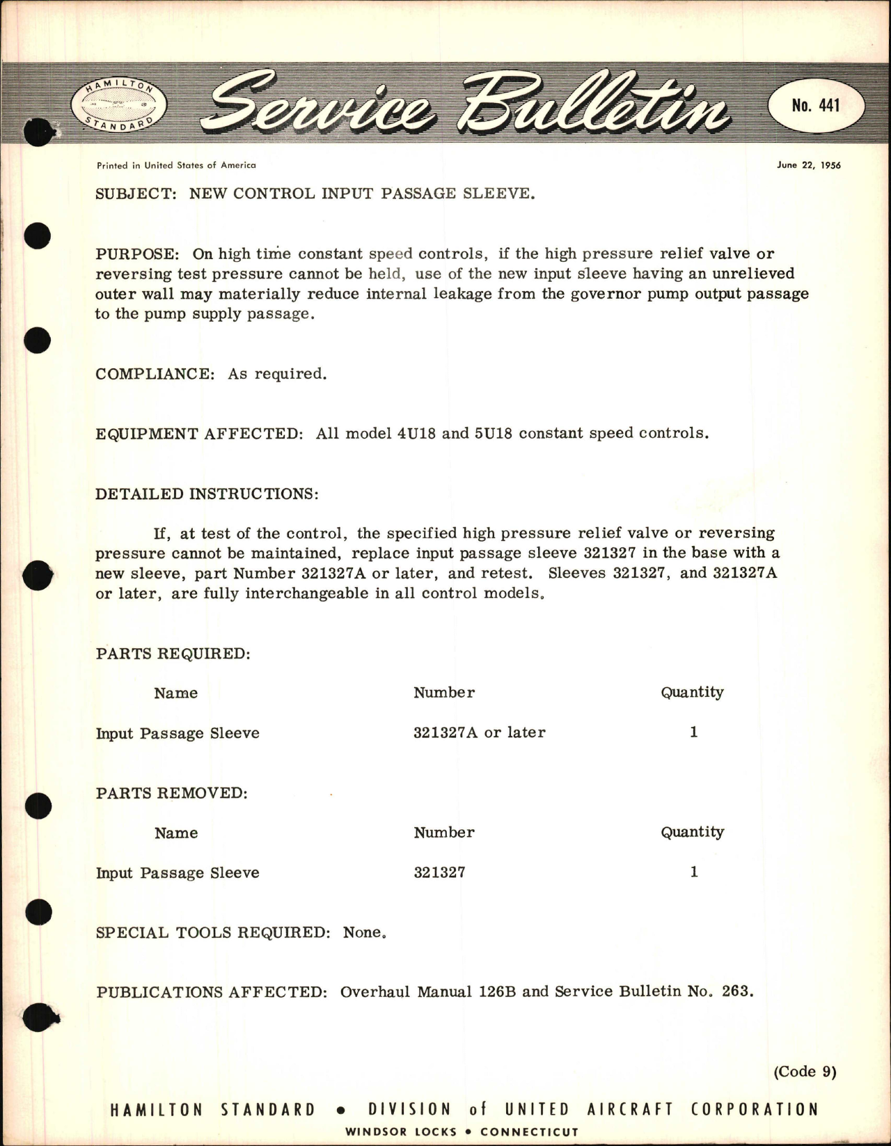 Sample page 1 from AirCorps Library document: New Control Input Passage Sleeve