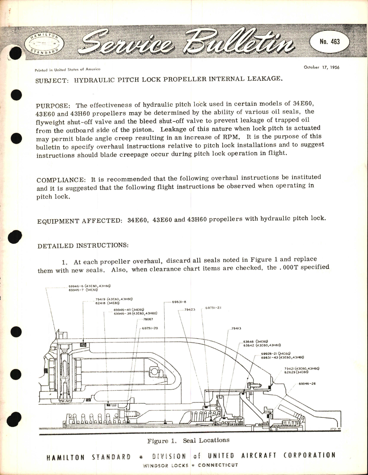 Sample page 1 from AirCorps Library document: Hydraulic Pitch Lock Propeller Internal Leakage