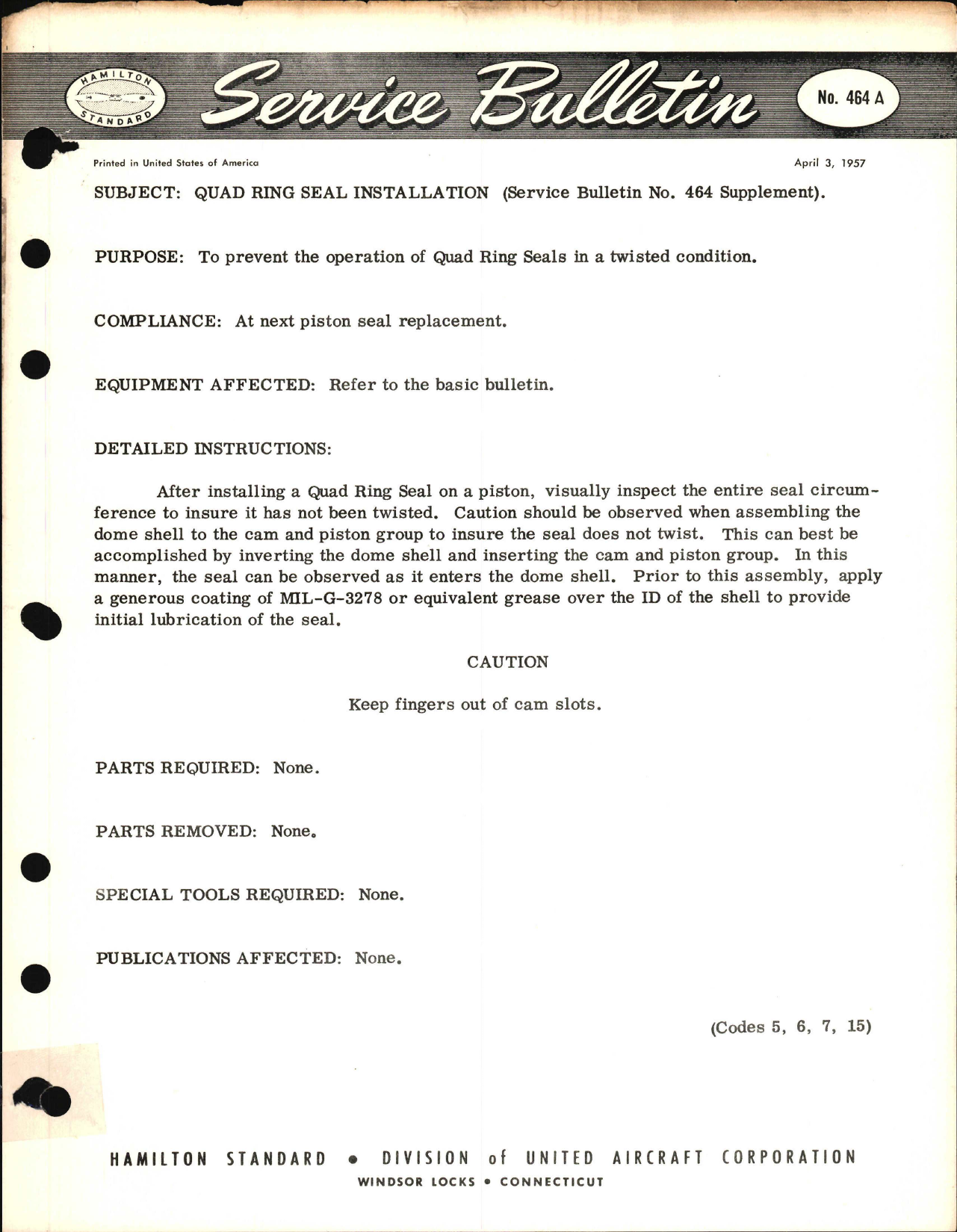 Sample page 1 from AirCorps Library document: Quad Ring Seal Installation