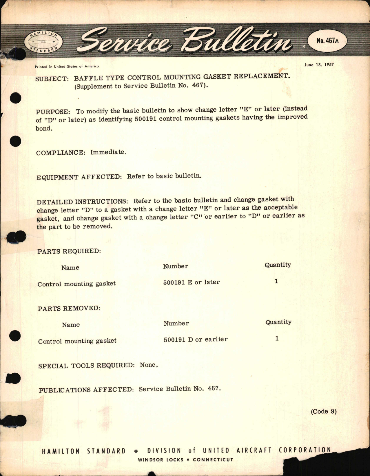 Sample page 1 from AirCorps Library document: Baffled Type Control Mounting Gasket Replacement