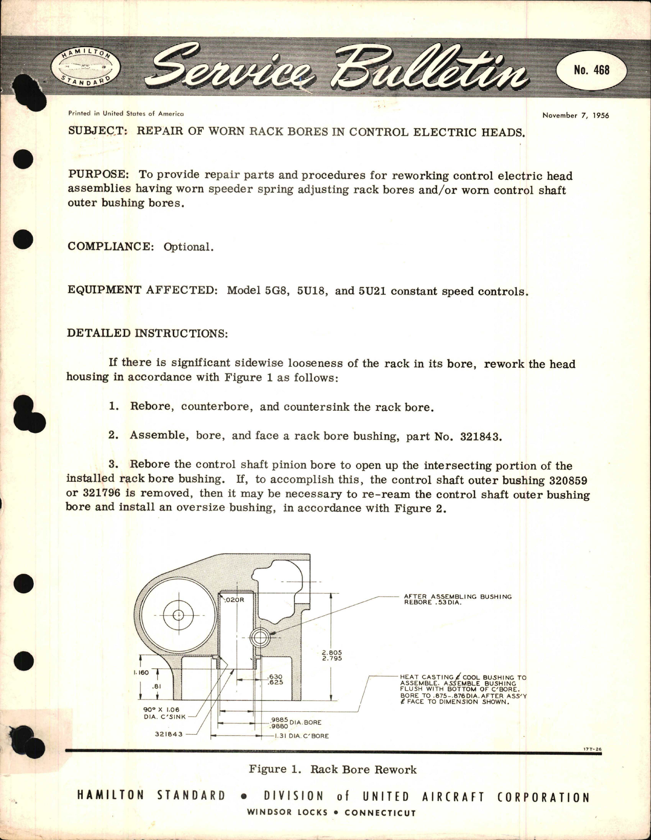 Sample page 1 from AirCorps Library document: Repair of Worn Rack Bores in Control Electric Heads