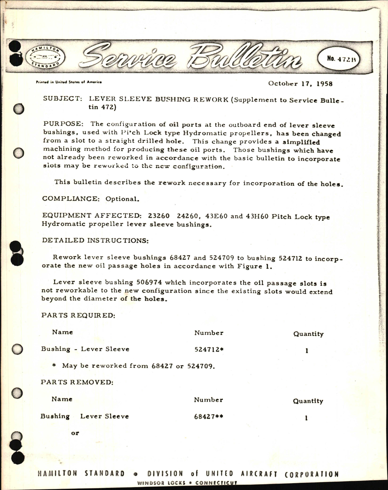 Sample page 1 from AirCorps Library document: Lever Sleeve Bushing Rework