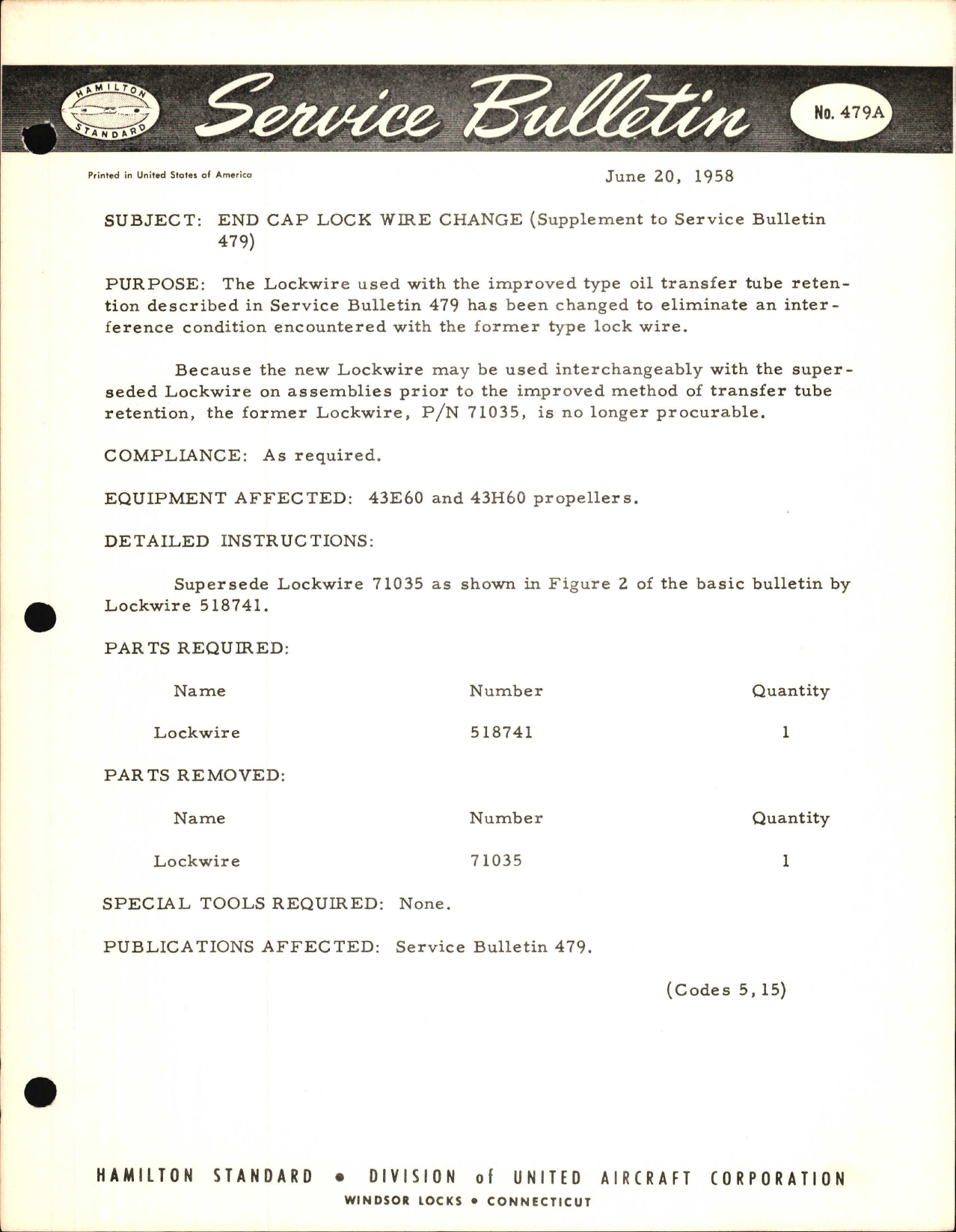 Sample page 1 from AirCorps Library document: End Cap Lock Wire Change
