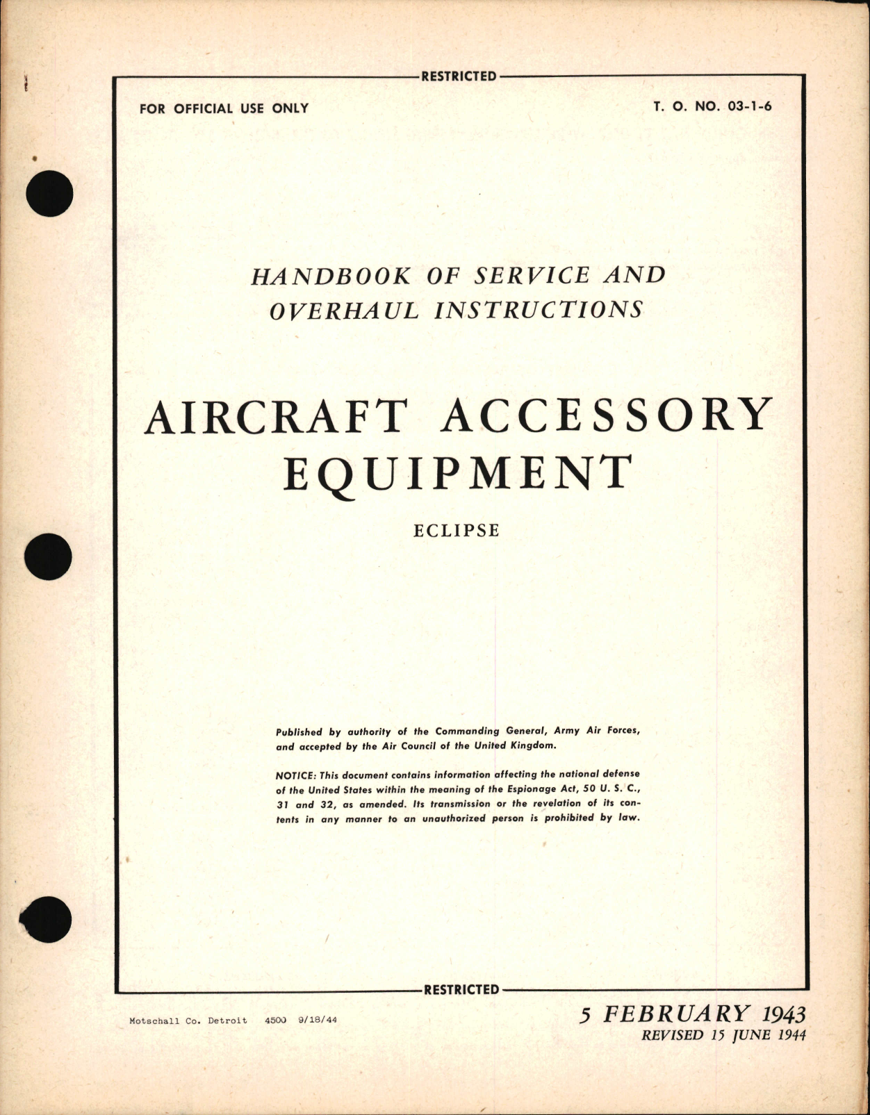 Sample page 1 from AirCorps Library document: Service and Overhaul Instructions for Aircraft Accessory Equipment