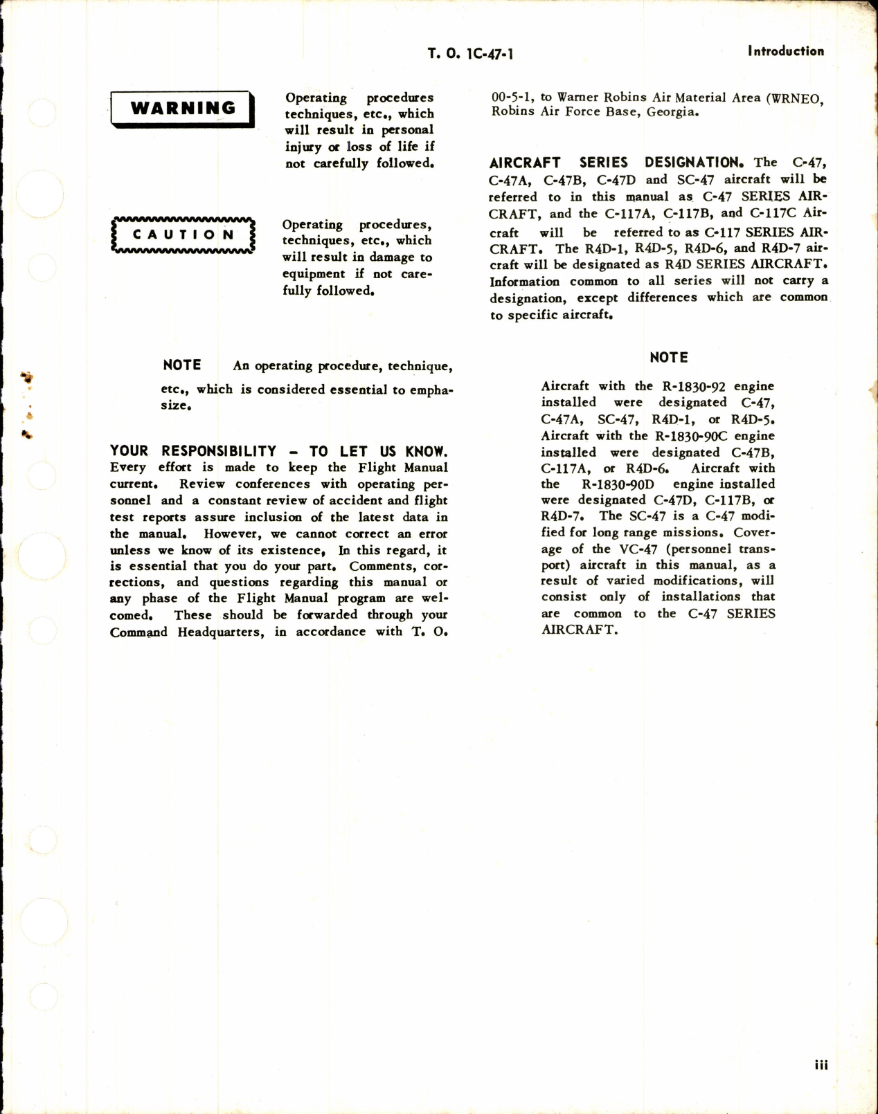 Sample page 5 from AirCorps Library document: Flight Manual for C-47