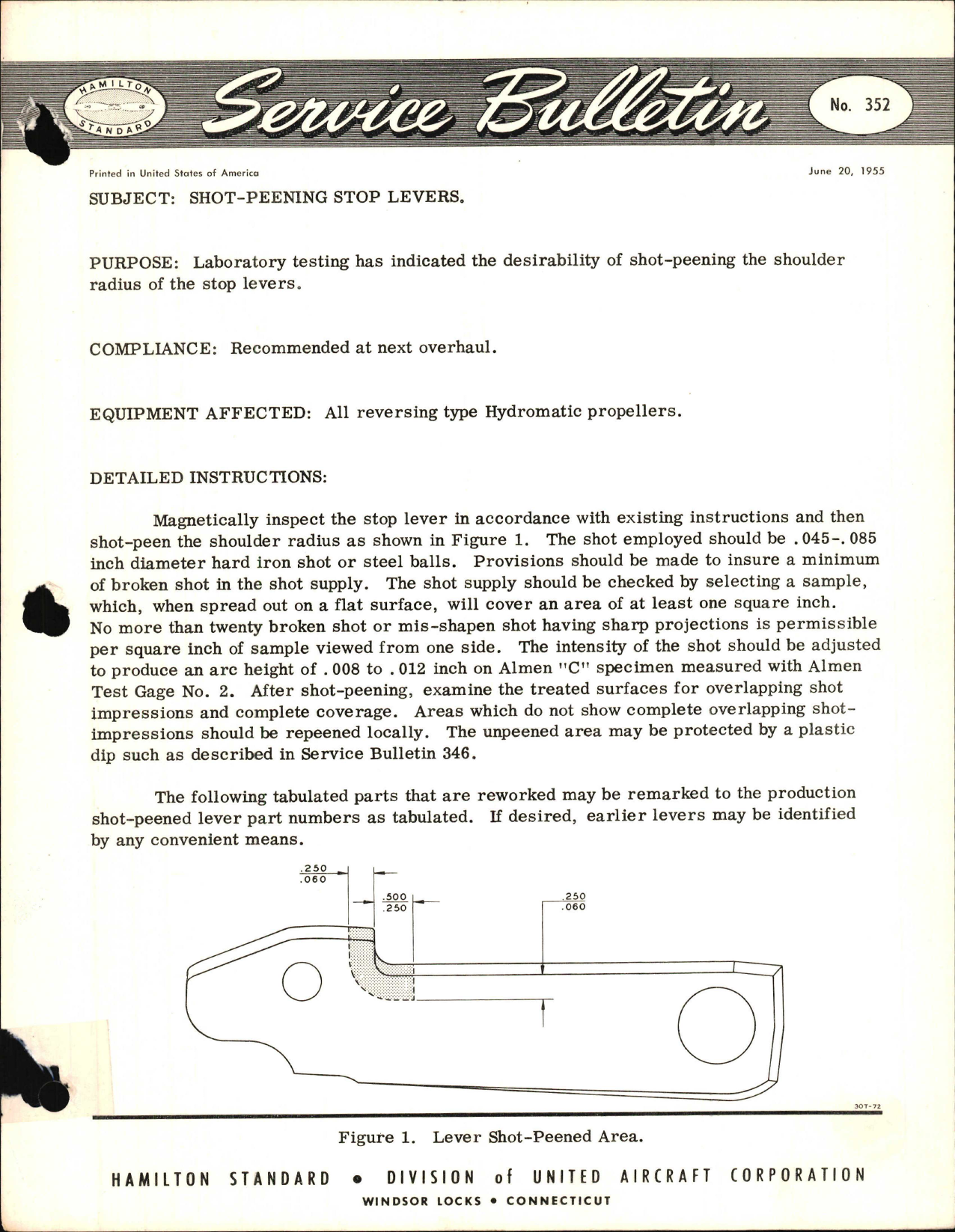 Sample page 1 from AirCorps Library document: Shot-Peening Stop Levers