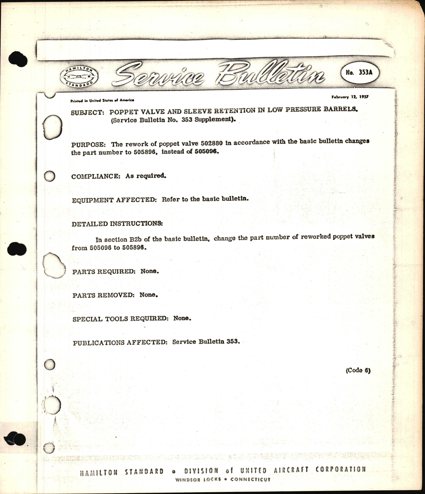 Sample page 1 from AirCorps Library document: Poppet Valve and Sleeve Retention in Low Pressure Barrels