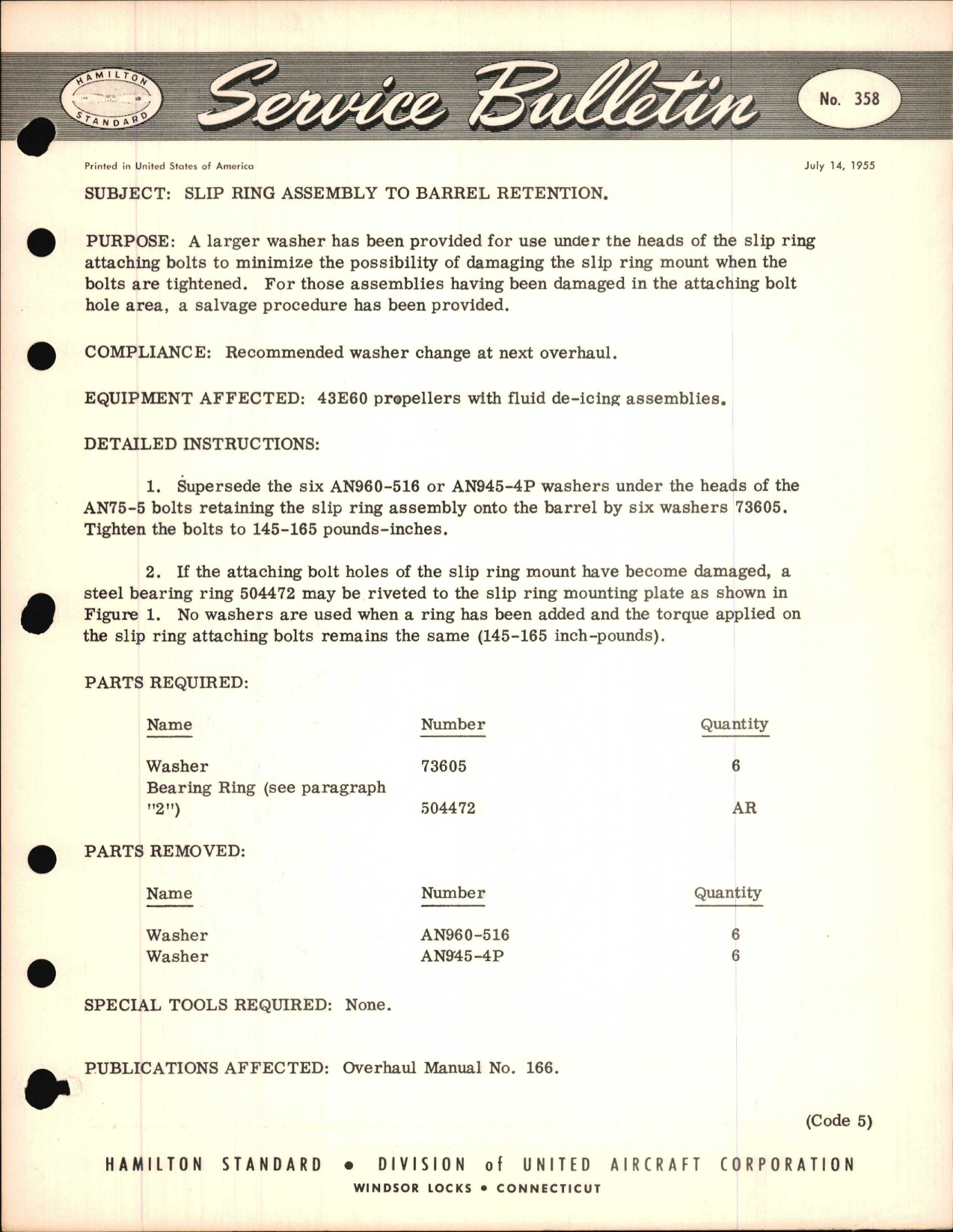 Sample page 1 from AirCorps Library document: Slip Ring Assembly to Barrel Retention