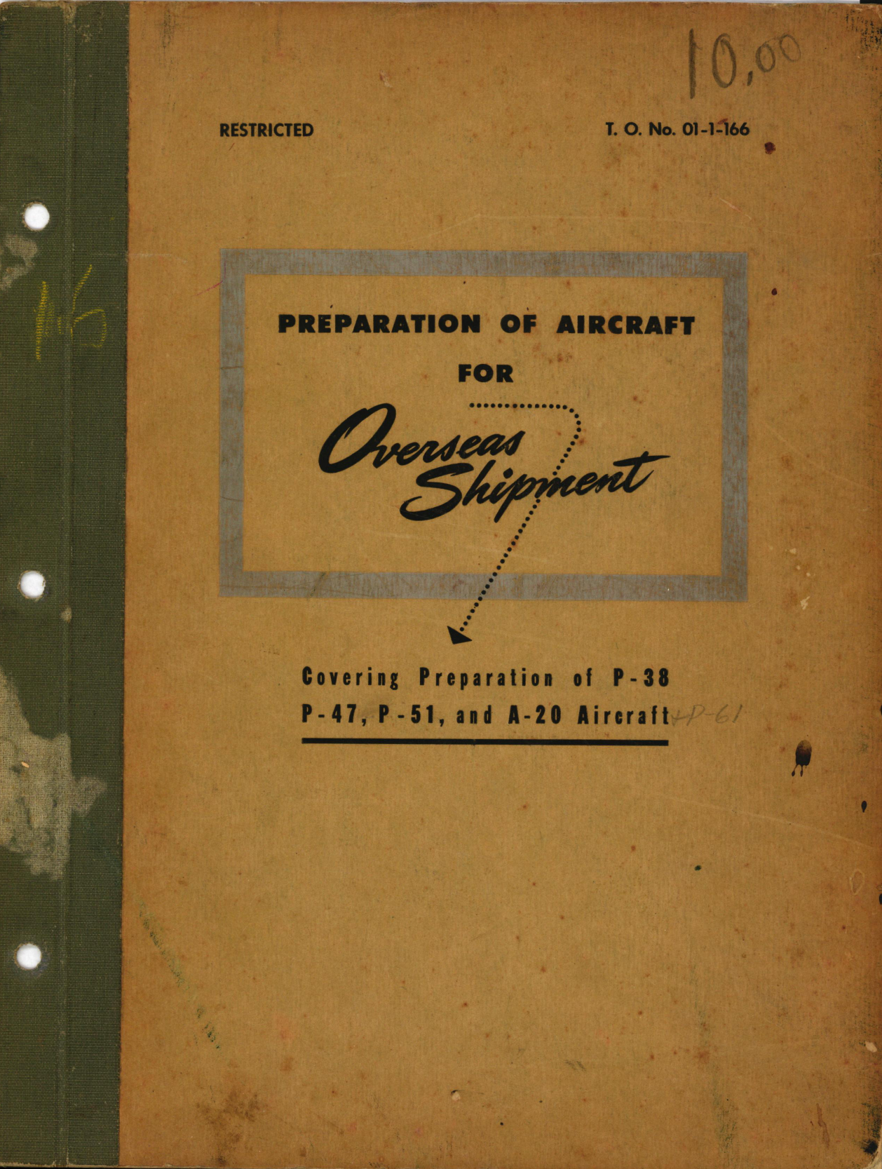 Sample page 1 from AirCorps Library document: Preparation for Overseas Shipment for P-38, P-47, P-51, A-20, and P-61