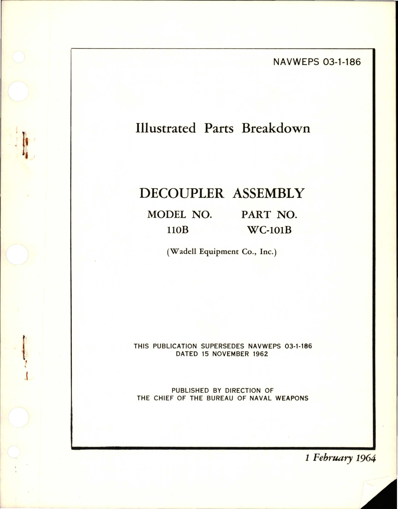 Sample page 1 from AirCorps Library document: Illustrated Parts Breakdown for Decoupler Assembly - Model 110B - Part WC-101B