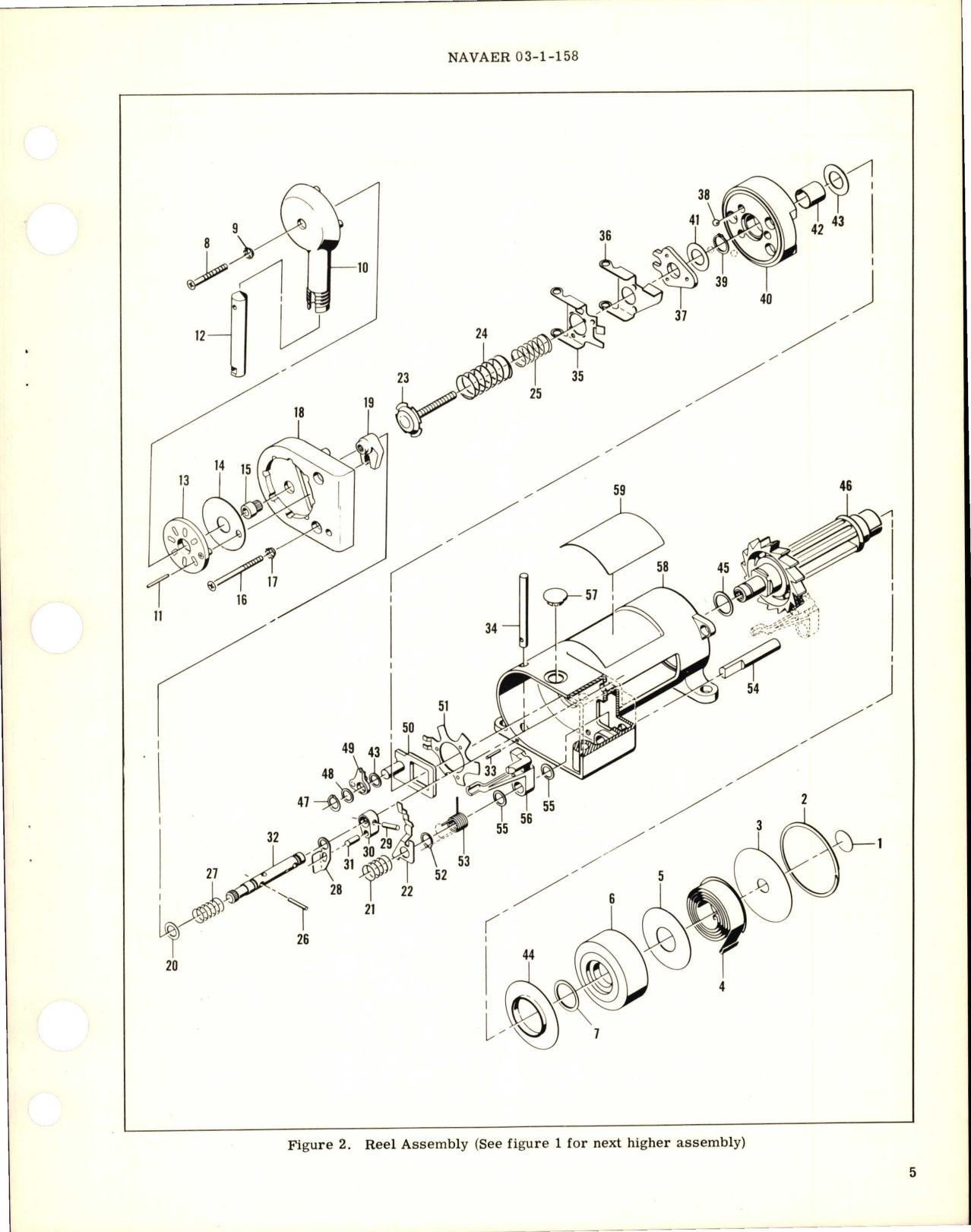 Sample page 5 from AirCorps Library document: Overhaul Instructions with Parts Breakdown for Shoulder Harness Take-Up Reel - Part 0101116-0