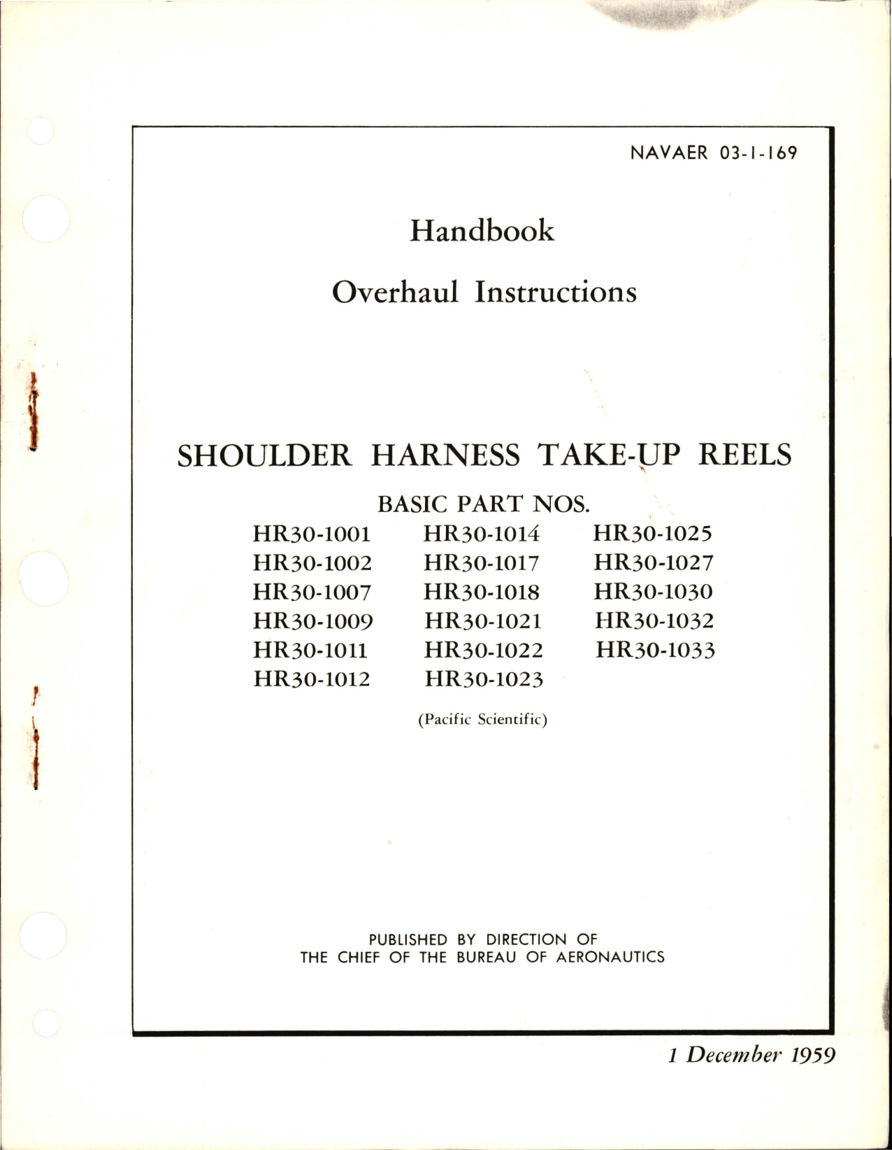 Sample page 1 from AirCorps Library document: Overhaul Instructions for Shoulder Harness Take-Up Reels