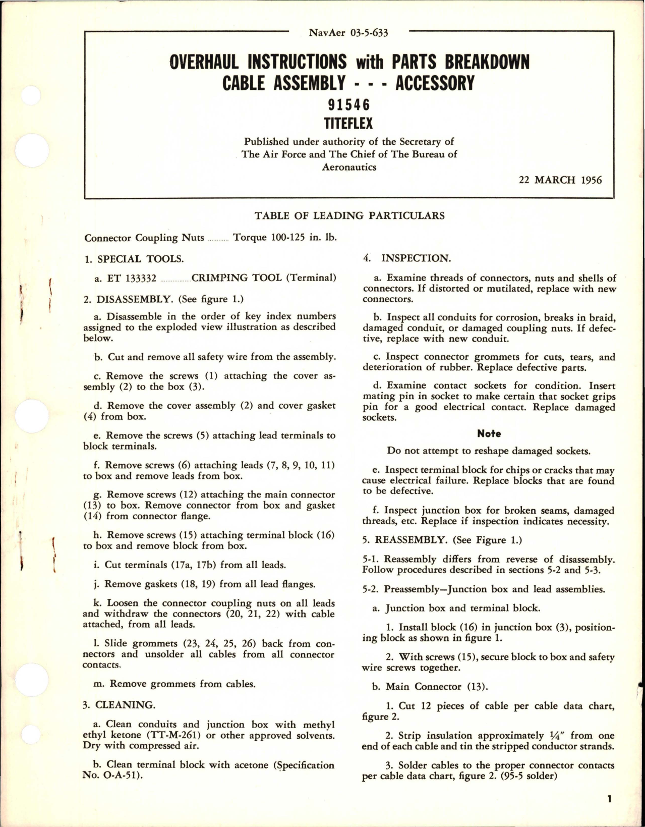 Sample page 1 from AirCorps Library document: Overhaul Instructions with Parts Breakdown for Cable Assembly Accessory - 91546