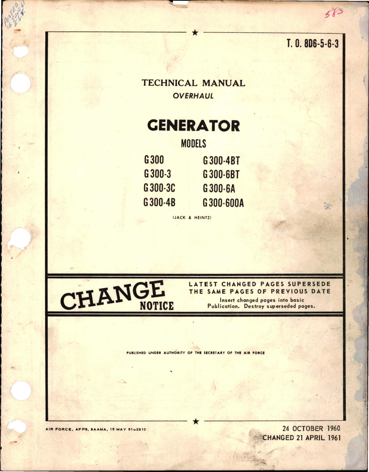 Sample page 1 from AirCorps Library document: Overhaul Manual for Generator 