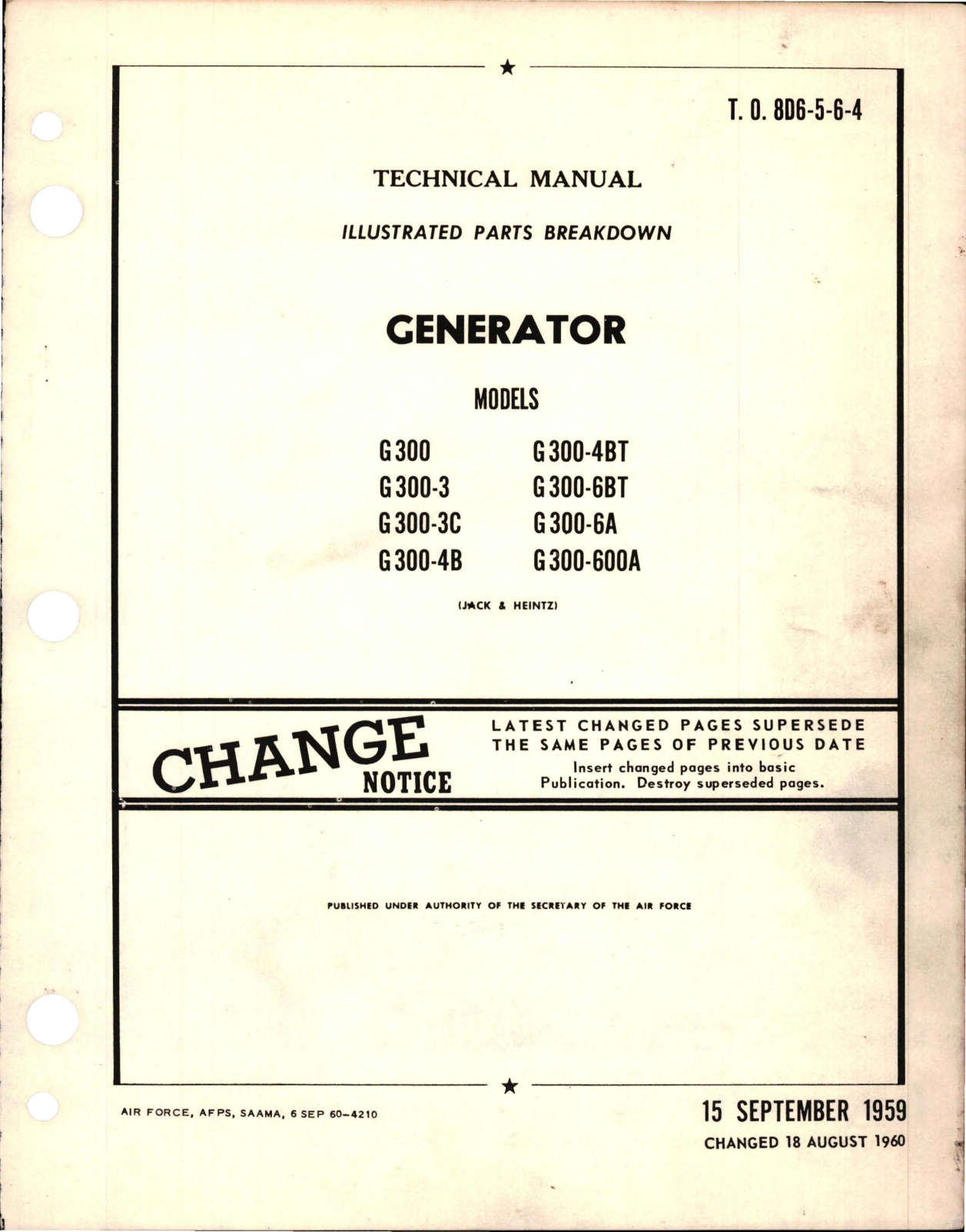 Sample page 1 from AirCorps Library document: Illustrated Parts Breakdown for Generator