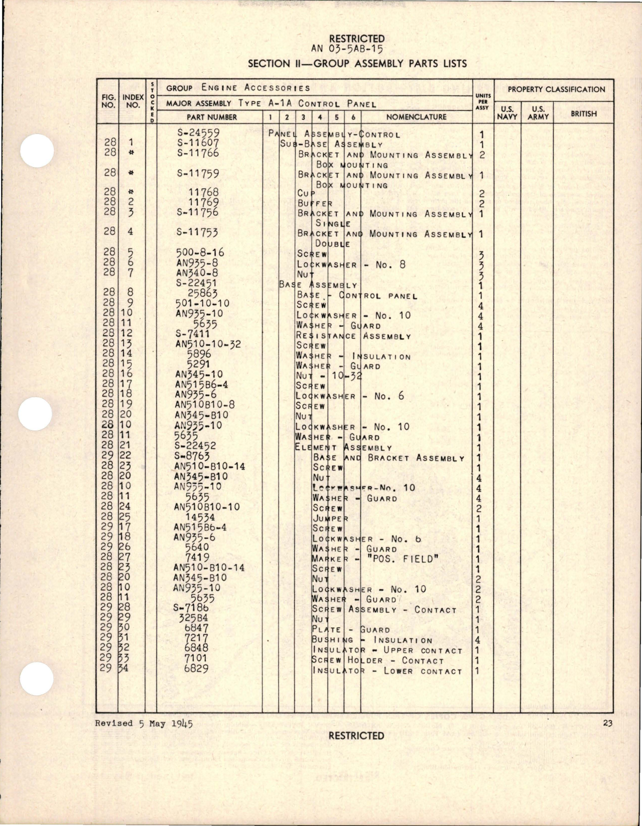 Sample page 5 from AirCorps Library document: REVISION to Instructions with Parts Catalog for Generator Control Panel - Type A-1A