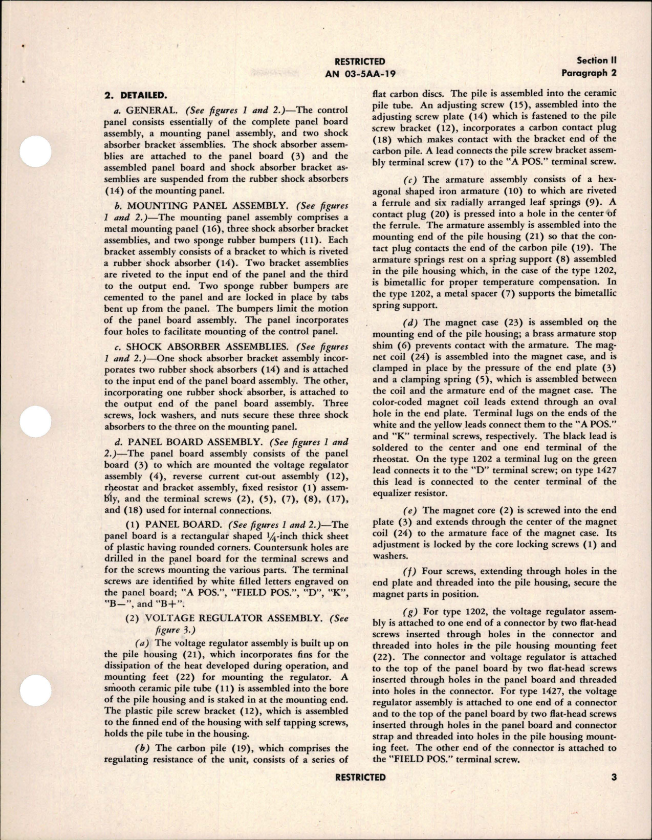 Sample page 7 from AirCorps Library document: Operation, Service and Overhaul Instructions with Parts Catalog for DC Generator Control Panels - AAF Type B-1-B - Eclipse Type 1202 and 1427