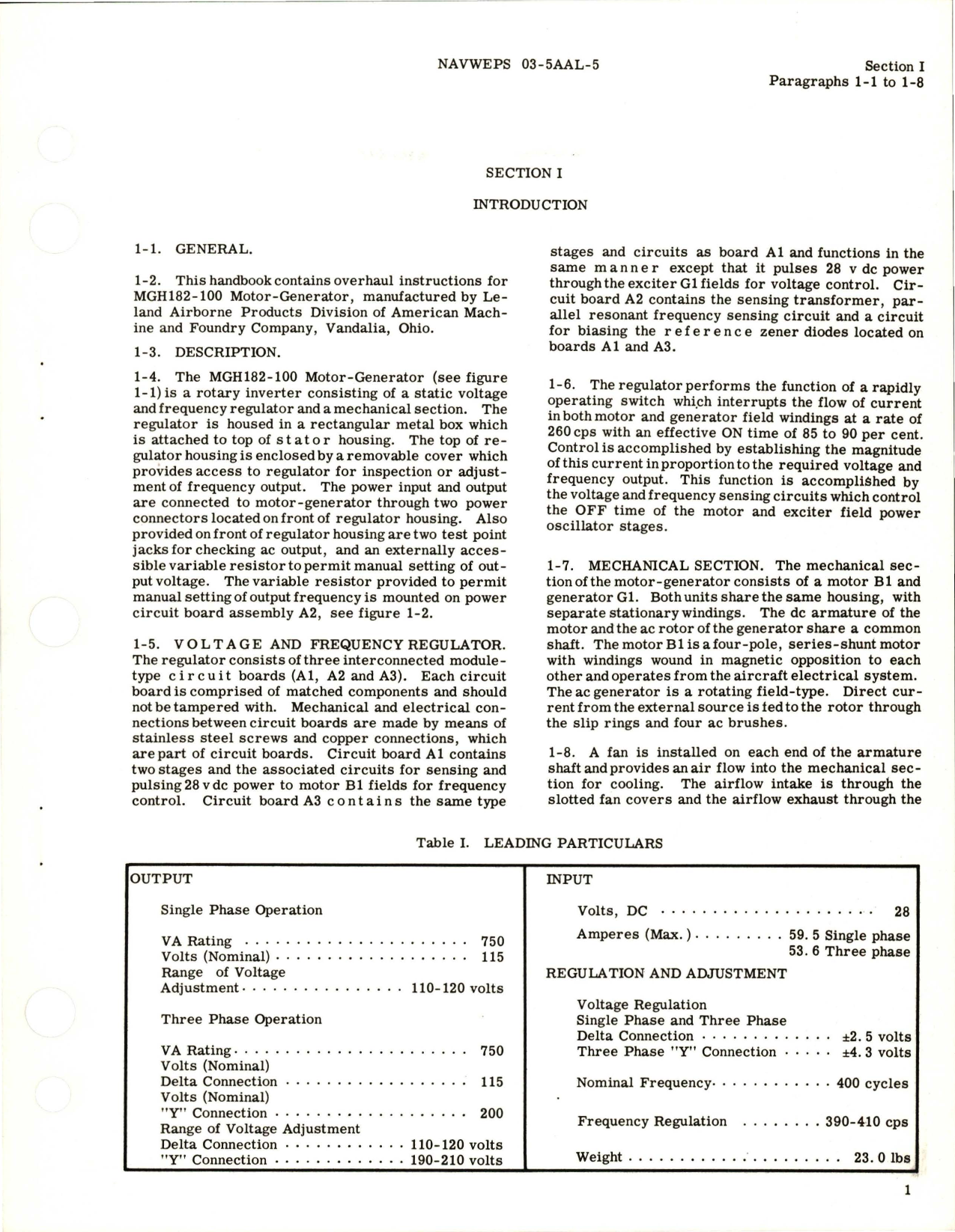 Sample page 5 from AirCorps Library document: Overhaul Instructions for Motor Generator - Part MGH182-100