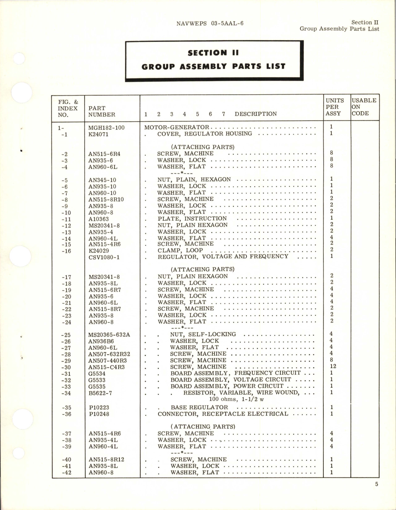 Sample page 7 from AirCorps Library document: Illustrated Parts Breakdown for Motor Generator - Part MGH182-100